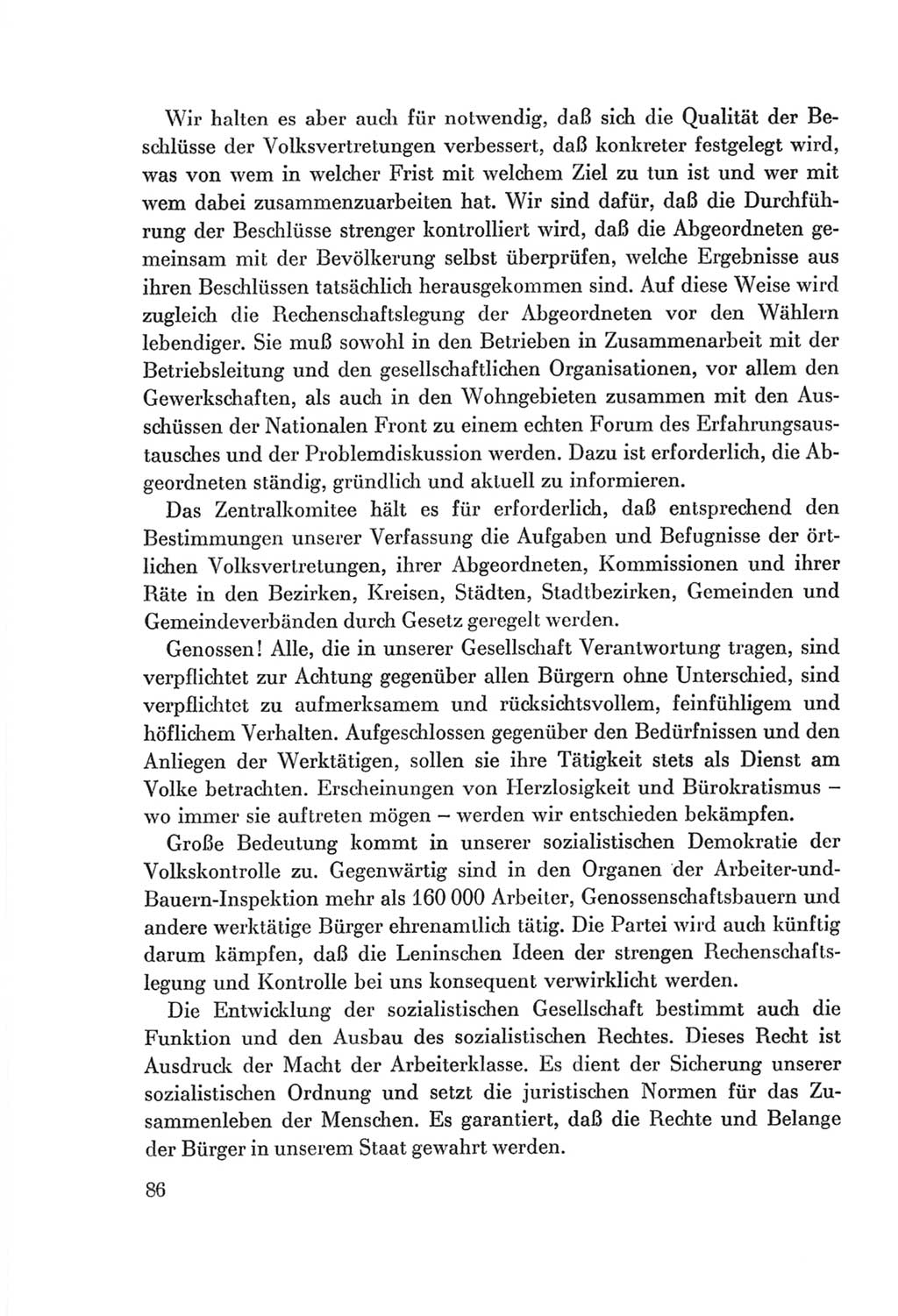 Protokoll der Verhandlungen des Ⅷ. Parteitages der Sozialistischen Einheitspartei Deutschlands (SED) [Deutsche Demokratische Republik (DDR)] 1971, Band 1, Seite 86 (Prot. Verh. Ⅷ. PT SED DDR 1971, Bd. 1, S. 86)