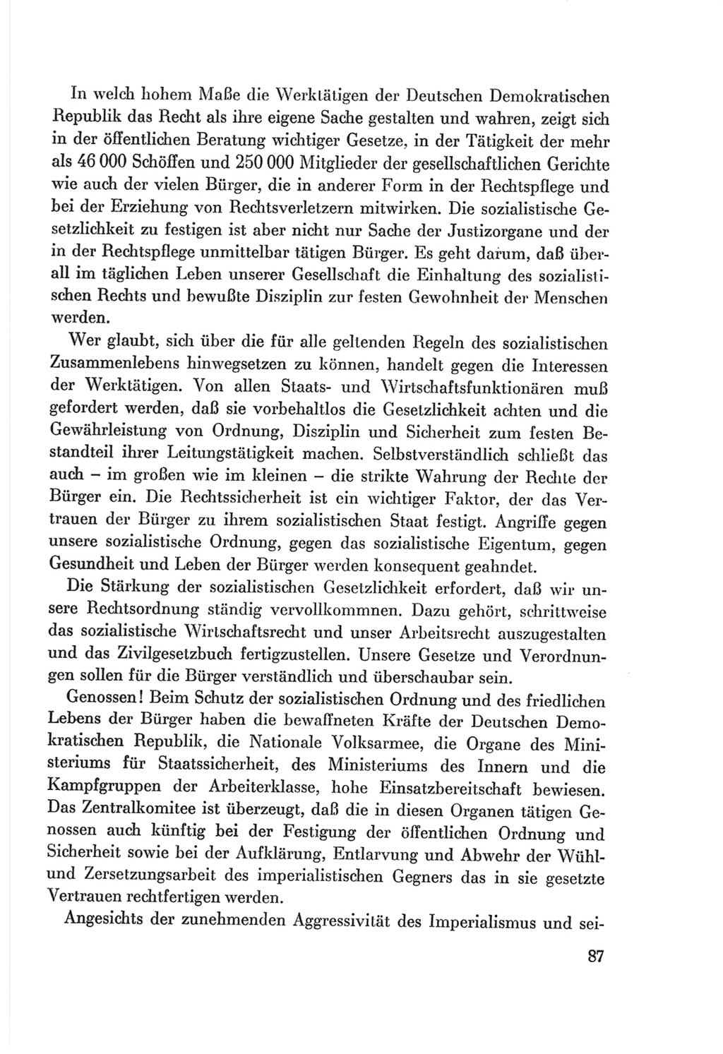 Protokoll der Verhandlungen des Ⅷ. Parteitages der Sozialistischen Einheitspartei Deutschlands (SED) [Deutsche Demokratische Republik (DDR)] 1971, Band 1, Seite 87 (Prot. Verh. Ⅷ. PT SED DDR 1971, Bd. 1, S. 87)