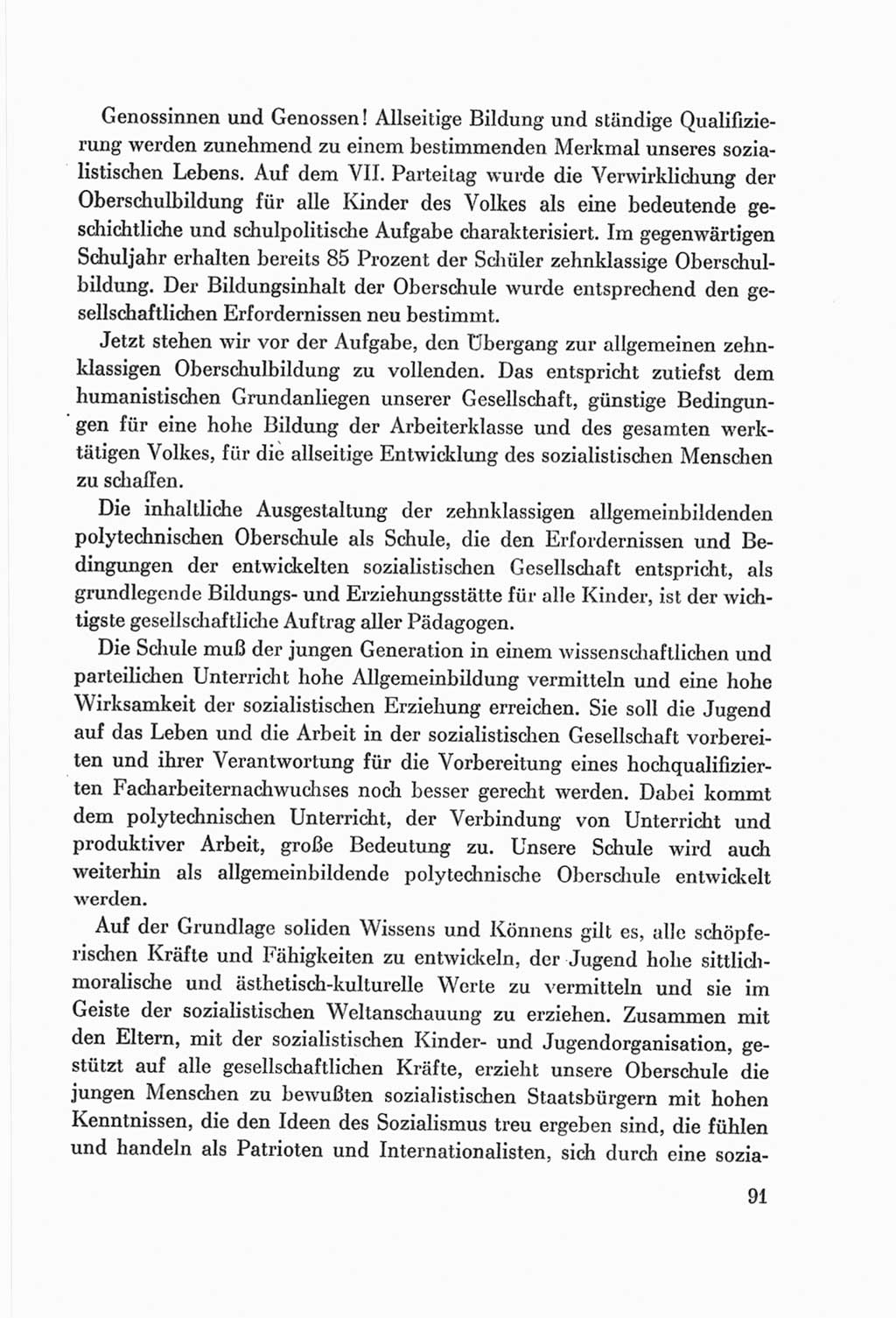 Protokoll der Verhandlungen des Ⅷ. Parteitages der Sozialistischen Einheitspartei Deutschlands (SED) [Deutsche Demokratische Republik (DDR)] 1971, Band 1, Seite 91 (Prot. Verh. Ⅷ. PT SED DDR 1971, Bd. 1, S. 91)