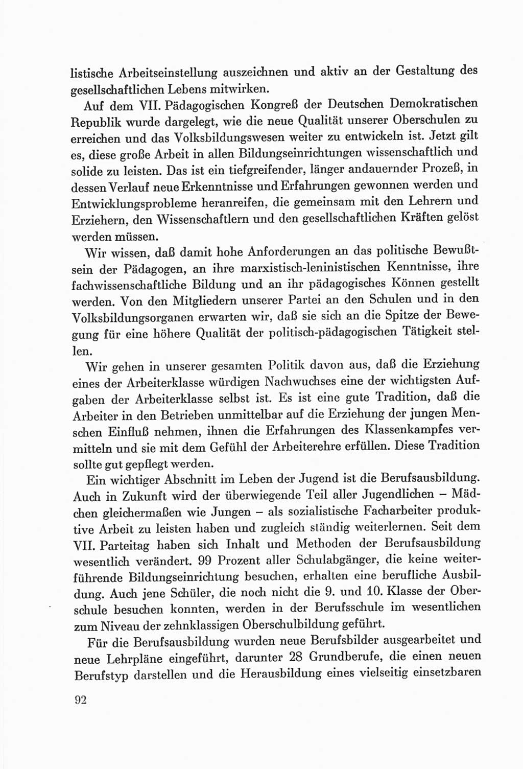 Protokoll der Verhandlungen des Ⅷ. Parteitages der Sozialistischen Einheitspartei Deutschlands (SED) [Deutsche Demokratische Republik (DDR)] 1971, Band 1, Seite 92 (Prot. Verh. Ⅷ. PT SED DDR 1971, Bd. 1, S. 92)