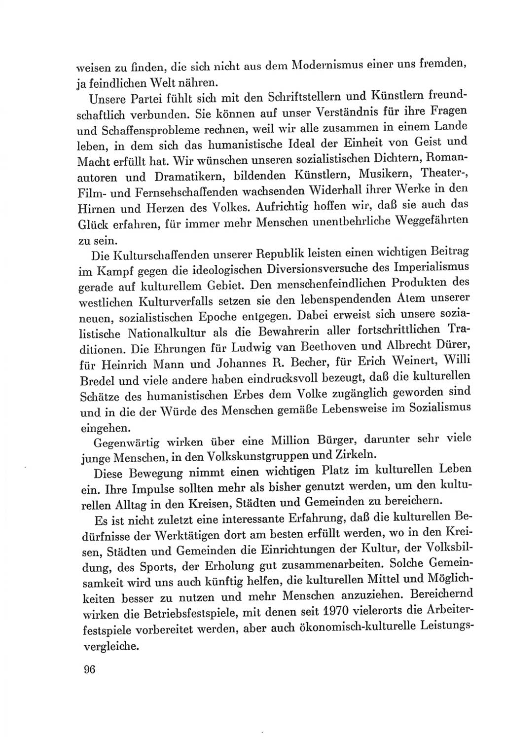 Protokoll der Verhandlungen des Ⅷ. Parteitages der Sozialistischen Einheitspartei Deutschlands (SED) [Deutsche Demokratische Republik (DDR)] 1971, Band 1, Seite 96 (Prot. Verh. Ⅷ. PT SED DDR 1971, Bd. 1, S. 96)