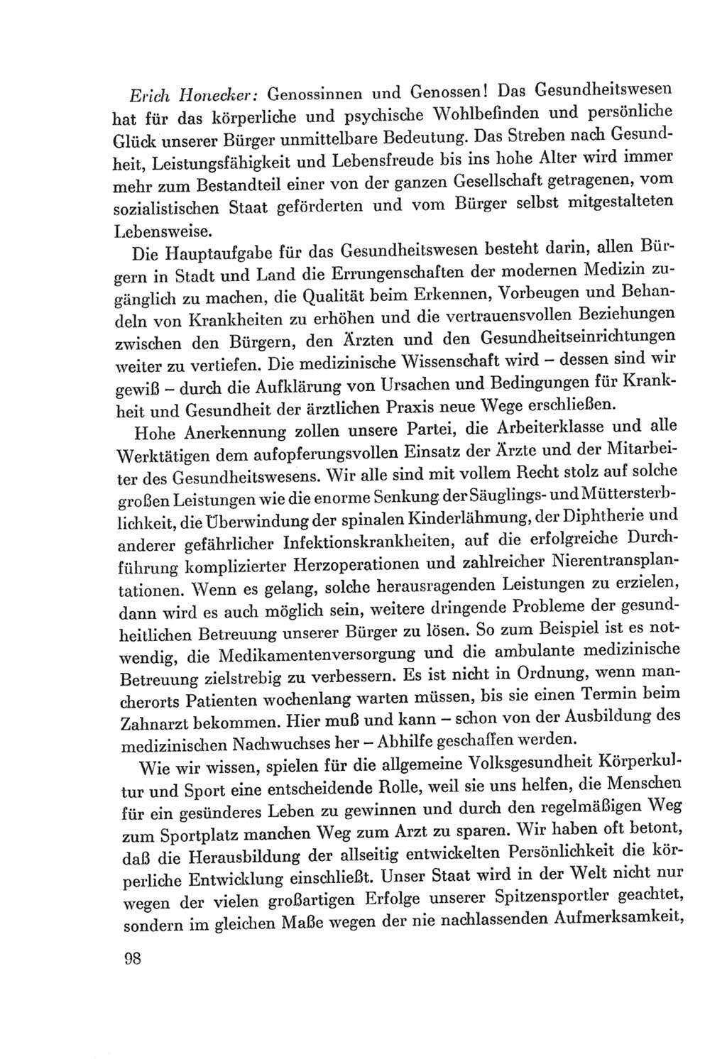 Protokoll der Verhandlungen des Ⅷ. Parteitages der Sozialistischen Einheitspartei Deutschlands (SED) [Deutsche Demokratische Republik (DDR)] 1971, Band 1, Seite 98 (Prot. Verh. Ⅷ. PT SED DDR 1971, Bd. 1, S. 98)