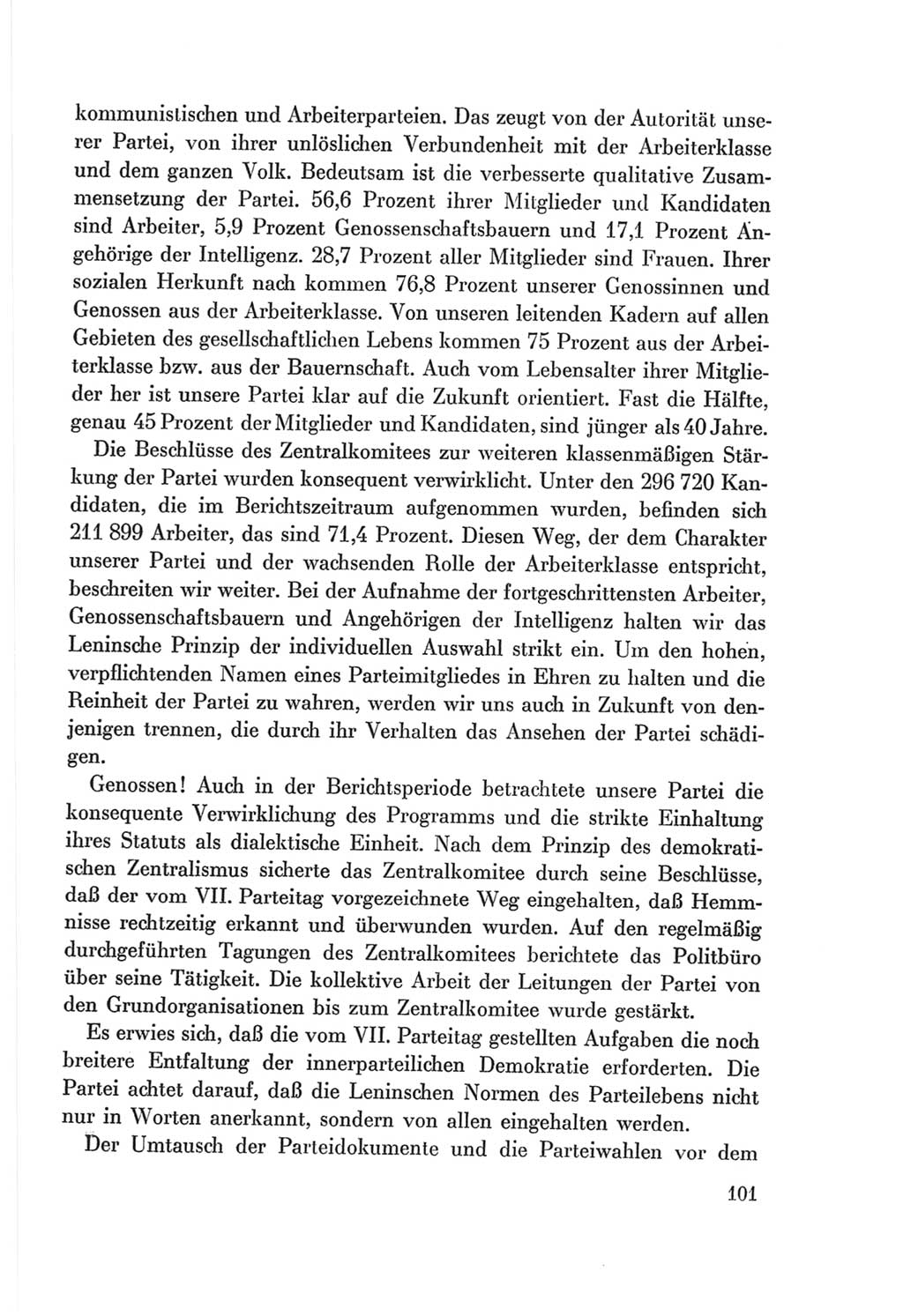 Protokoll der Verhandlungen des Ⅷ. Parteitages der Sozialistischen Einheitspartei Deutschlands (SED) [Deutsche Demokratische Republik (DDR)] 1971, Band 1, Seite 101 (Prot. Verh. Ⅷ. PT SED DDR 1971, Bd. 1, S. 101)