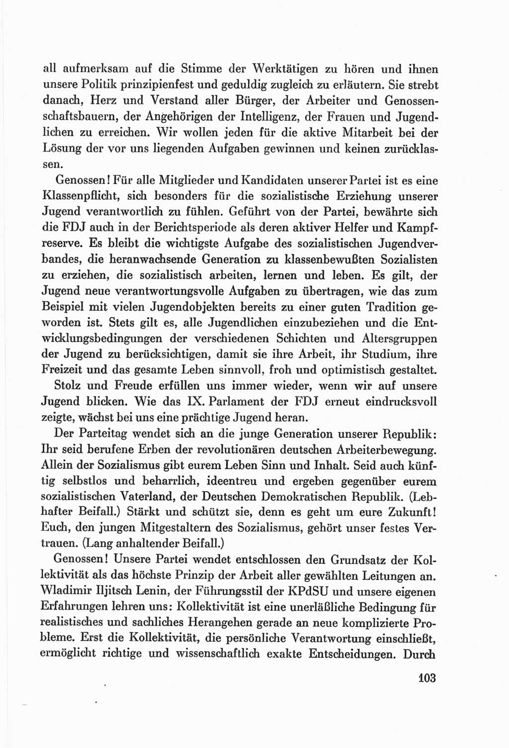 Protokoll der Verhandlungen des Ⅷ. Parteitages der Sozialistischen Einheitspartei Deutschlands (SED) [Deutsche Demokratische Republik (DDR)] 1971, Band 1, Seite 103 (Prot. Verh. Ⅷ. PT SED DDR 1971, Bd. 1, S. 103)