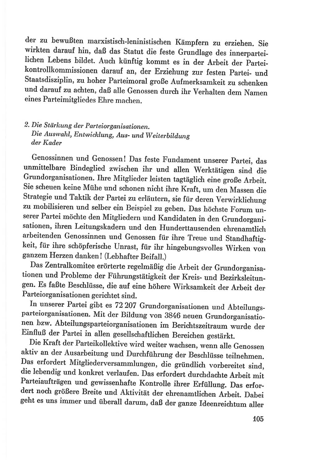 Protokoll der Verhandlungen des Ⅷ. Parteitages der Sozialistischen Einheitspartei Deutschlands (SED) [Deutsche Demokratische Republik (DDR)] 1971, Band 1, Seite 105 (Prot. Verh. Ⅷ. PT SED DDR 1971, Bd. 1, S. 105)