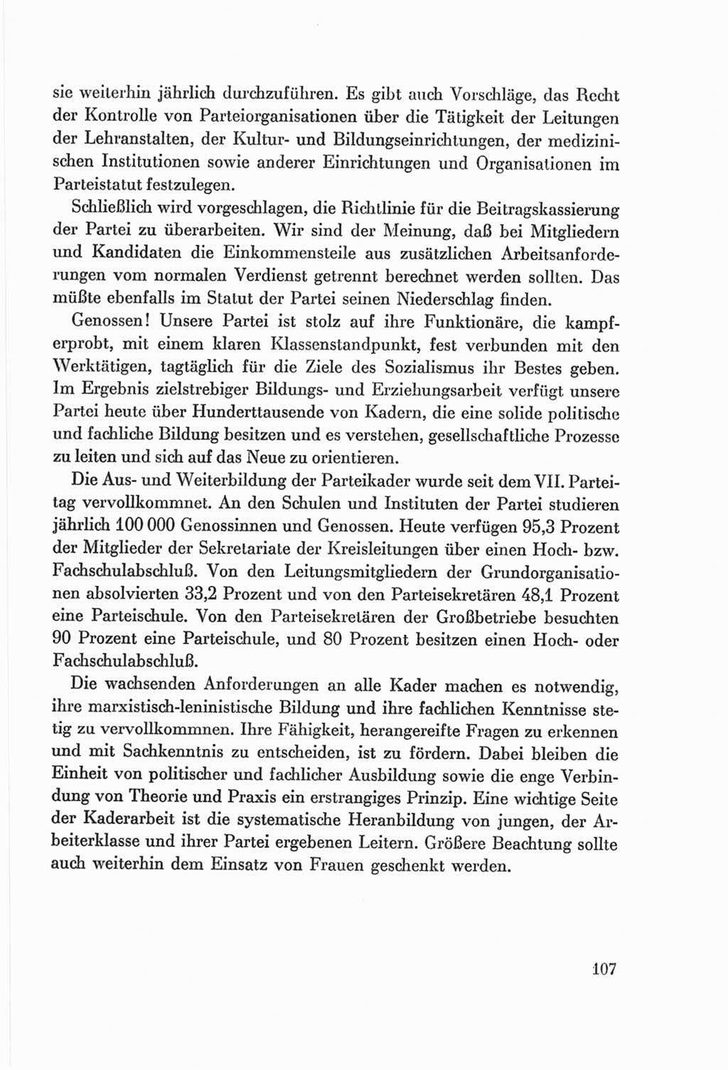 Protokoll der Verhandlungen des Ⅷ. Parteitages der Sozialistischen Einheitspartei Deutschlands (SED) [Deutsche Demokratische Republik (DDR)] 1971, Band 1, Seite 107 (Prot. Verh. Ⅷ. PT SED DDR 1971, Bd. 1, S. 107)