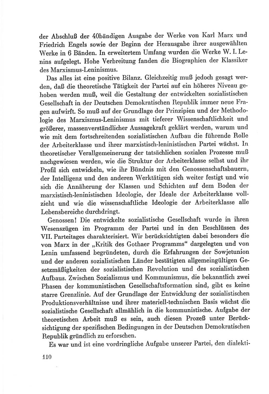 Protokoll der Verhandlungen des Ⅷ. Parteitages der Sozialistischen Einheitspartei Deutschlands (SED) [Deutsche Demokratische Republik (DDR)] 1971, Band 1, Seite 110 (Prot. Verh. Ⅷ. PT SED DDR 1971, Bd. 1, S. 110)