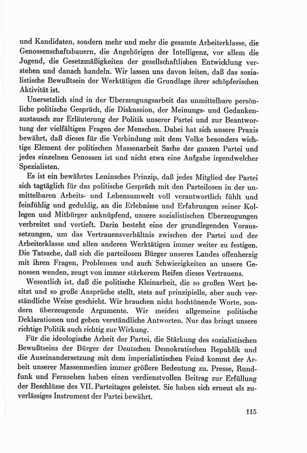 Protokoll der Verhandlungen des Ⅷ. Parteitages der Sozialistischen Einheitspartei Deutschlands (SED) [Deutsche Demokratische Republik (DDR)] 1971, Band 1, Seite 115 (Prot. Verh. Ⅷ. PT SED DDR 1971, Bd. 1, S. 115)