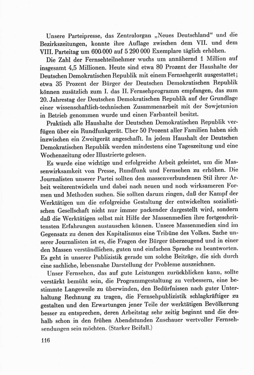 Protokoll der Verhandlungen des Ⅷ. Parteitages der Sozialistischen Einheitspartei Deutschlands (SED) [Deutsche Demokratische Republik (DDR)] 1971, Band 1, Seite 116 (Prot. Verh. Ⅷ. PT SED DDR 1971, Bd. 1, S. 116)