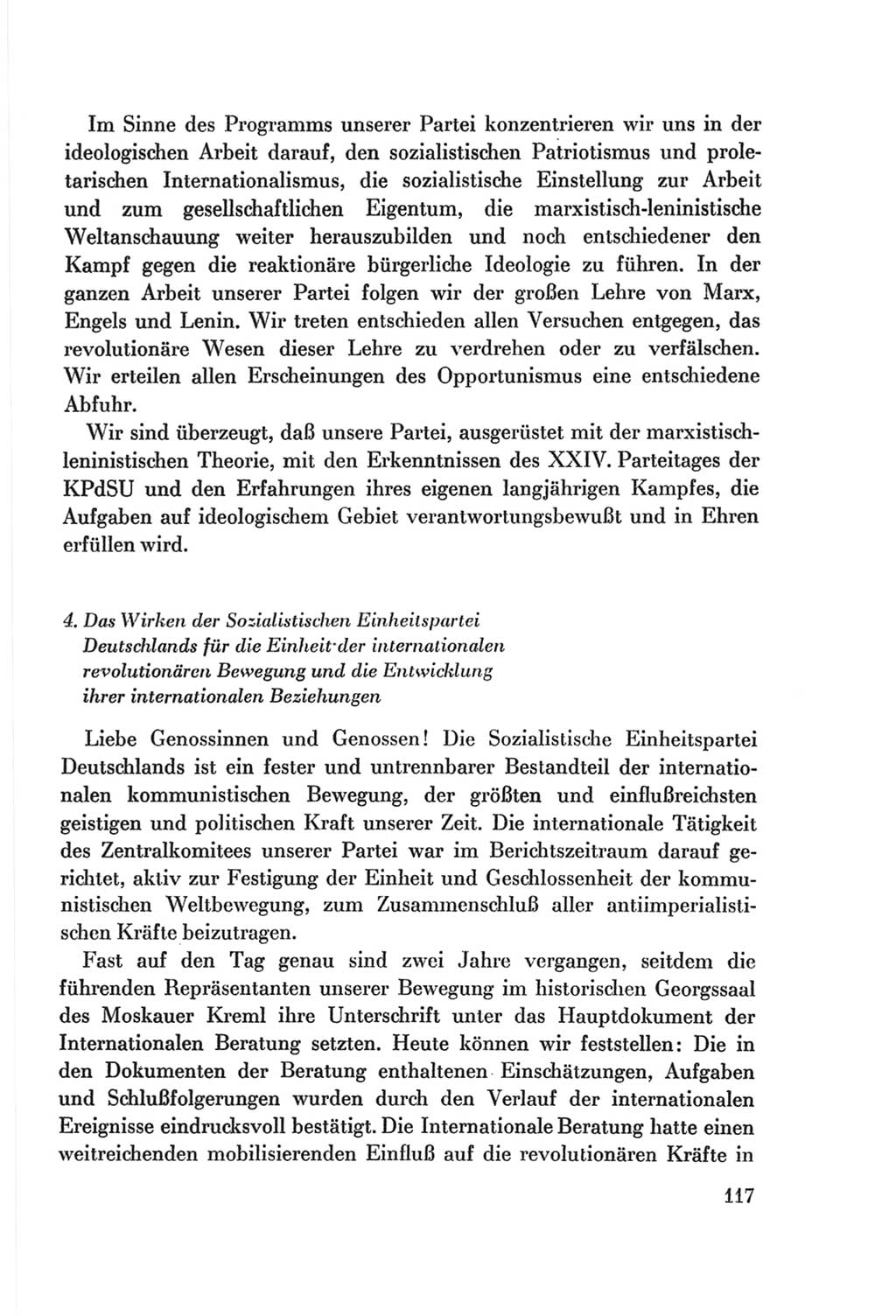 Protokoll der Verhandlungen des Ⅷ. Parteitages der Sozialistischen Einheitspartei Deutschlands (SED) [Deutsche Demokratische Republik (DDR)] 1971, Band 1, Seite 117 (Prot. Verh. Ⅷ. PT SED DDR 1971, Bd. 1, S. 117)