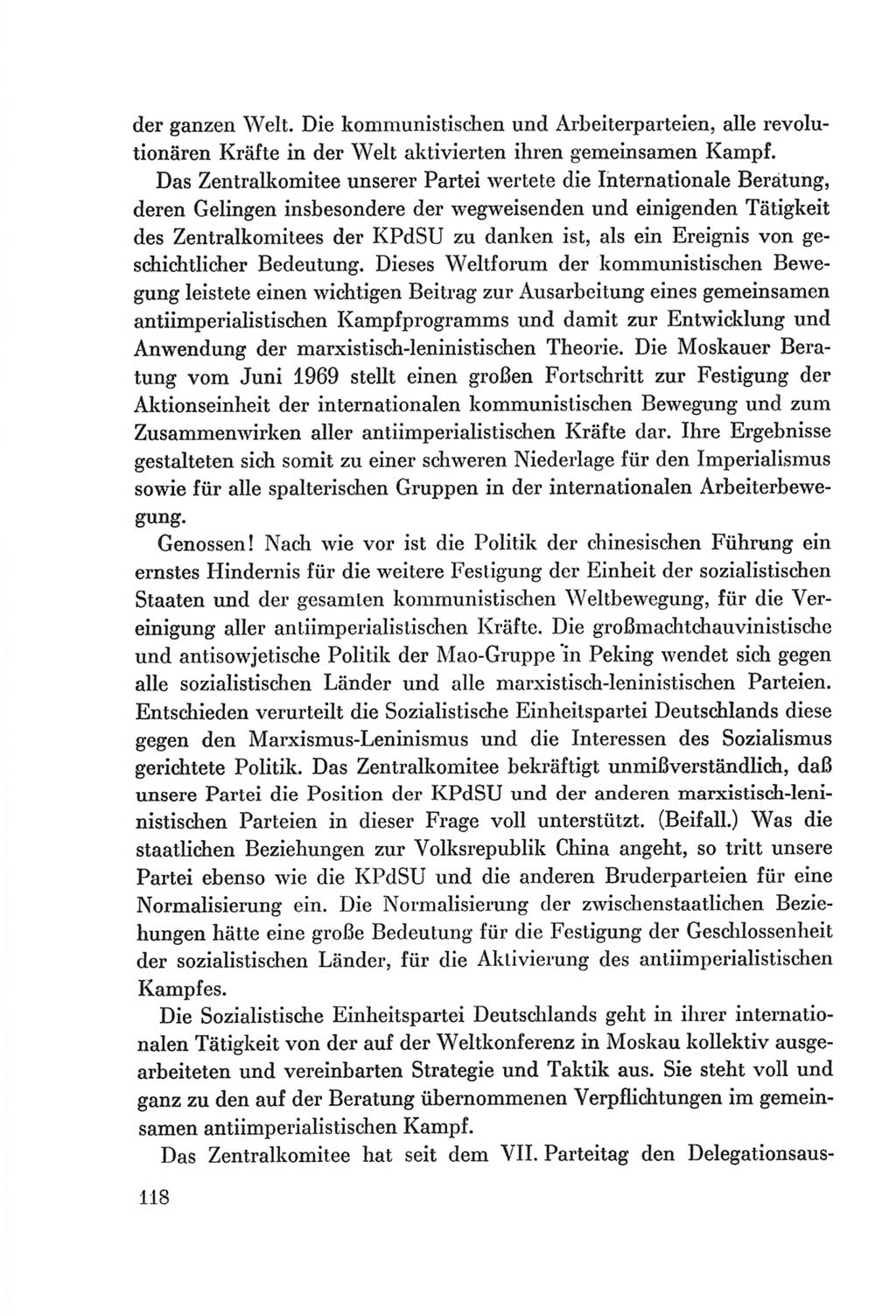 Protokoll der Verhandlungen des Ⅷ. Parteitages der Sozialistischen Einheitspartei Deutschlands (SED) [Deutsche Demokratische Republik (DDR)] 1971, Band 1, Seite 118 (Prot. Verh. Ⅷ. PT SED DDR 1971, Bd. 1, S. 118)