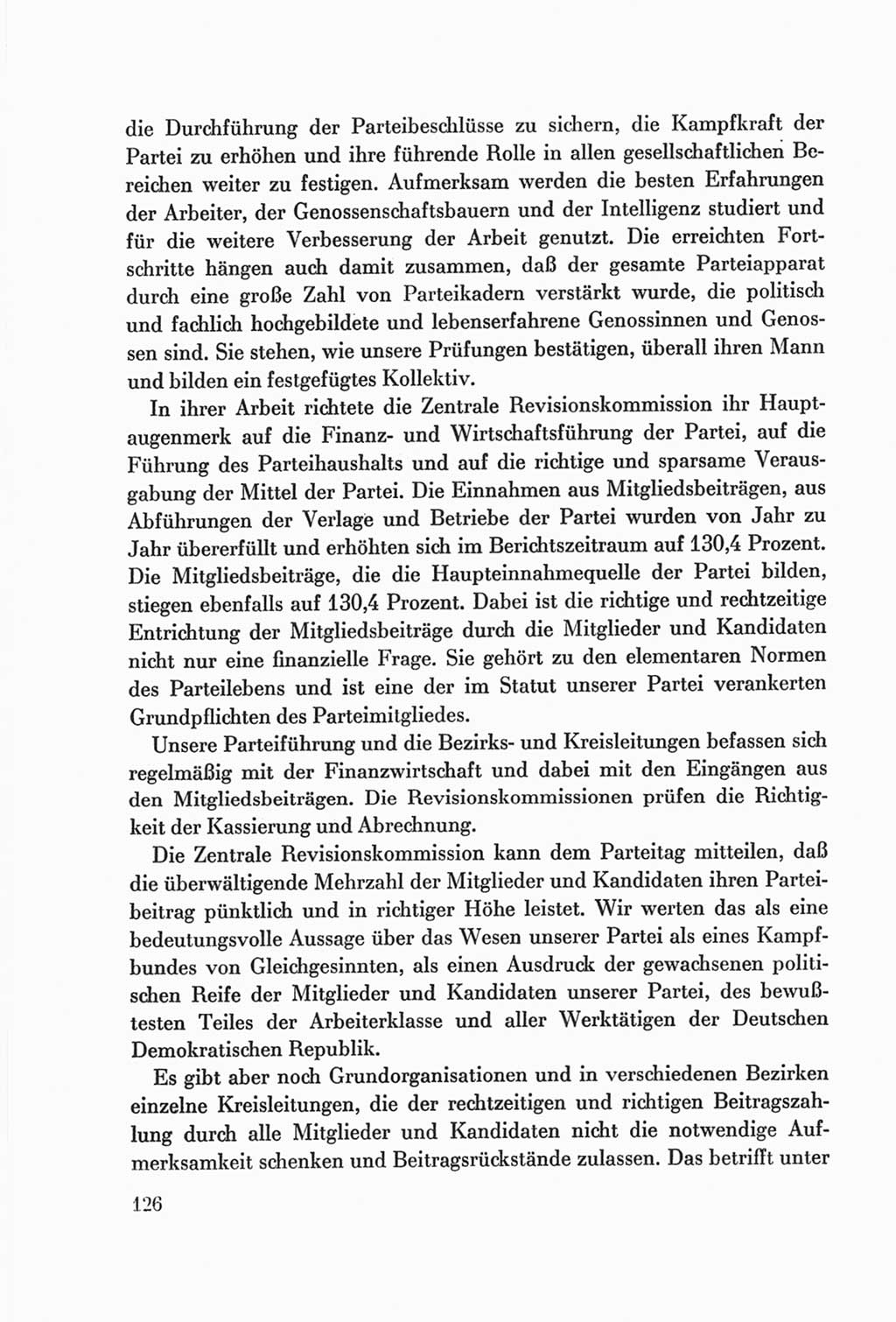 Protokoll der Verhandlungen des Ⅷ. Parteitages der Sozialistischen Einheitspartei Deutschlands (SED) [Deutsche Demokratische Republik (DDR)] 1971, Band 1, Seite 126 (Prot. Verh. Ⅷ. PT SED DDR 1971, Bd. 1, S. 126)
