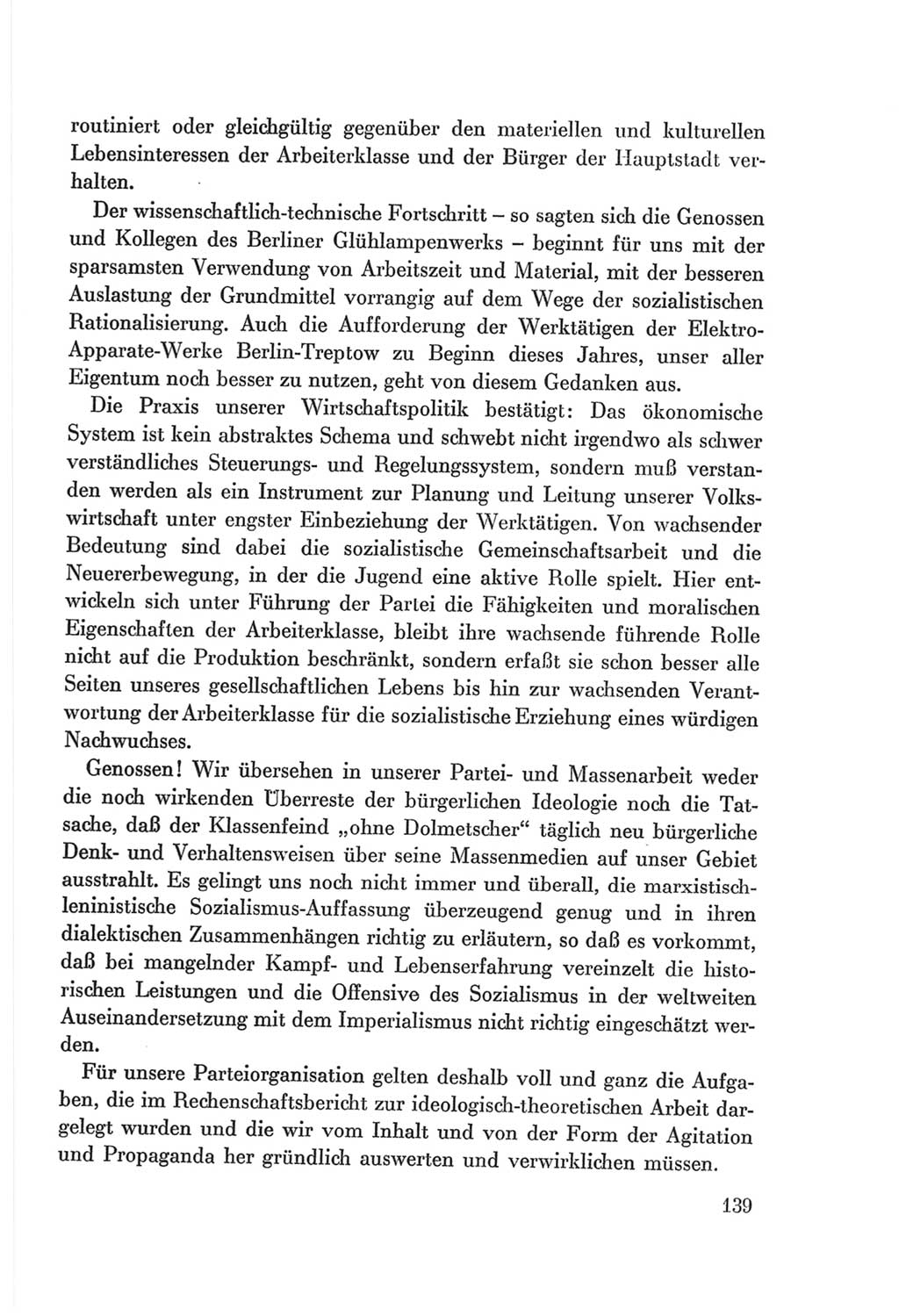 Protokoll der Verhandlungen des Ⅷ. Parteitages der Sozialistischen Einheitspartei Deutschlands (SED) [Deutsche Demokratische Republik (DDR)] 1971, Band 1, Seite 139 (Prot. Verh. Ⅷ. PT SED DDR 1971, Bd. 1, S. 139)