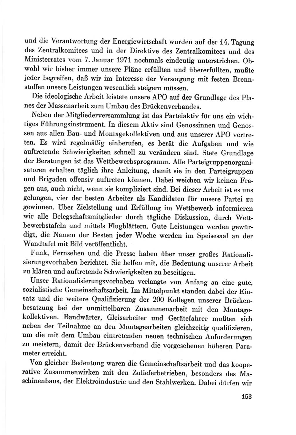 Protokoll der Verhandlungen des Ⅷ. Parteitages der Sozialistischen Einheitspartei Deutschlands (SED) [Deutsche Demokratische Republik (DDR)] 1971, Band 1, Seite 153 (Prot. Verh. Ⅷ. PT SED DDR 1971, Bd. 1, S. 153)