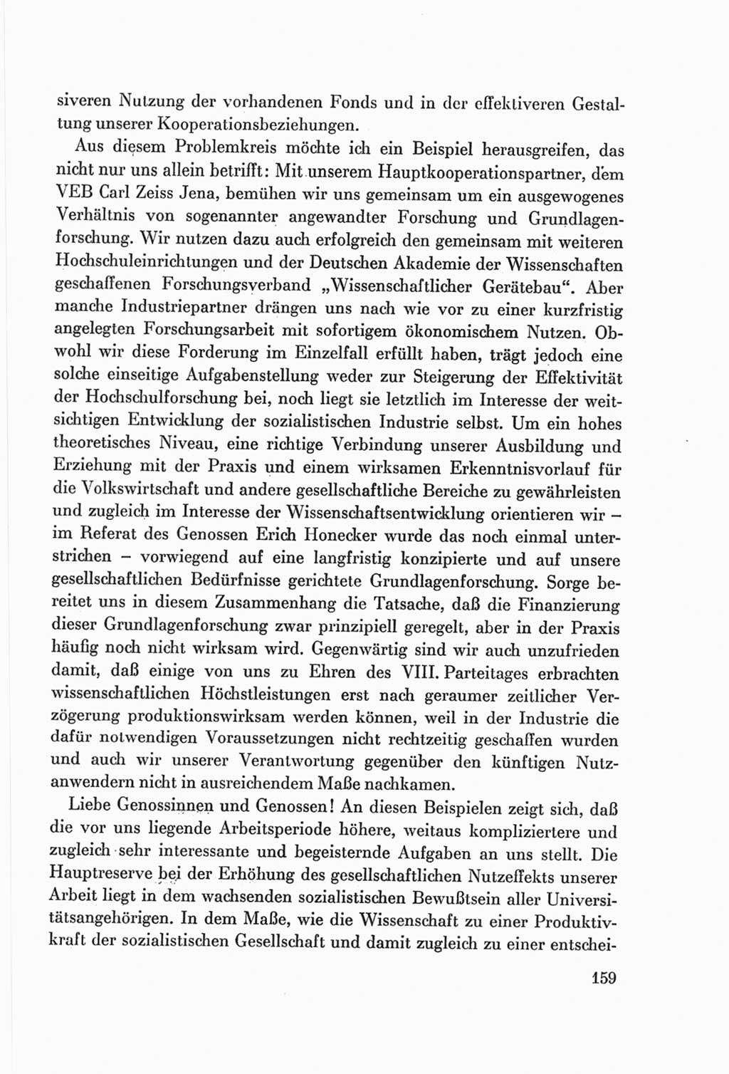 Protokoll der Verhandlungen des Ⅷ. Parteitages der Sozialistischen Einheitspartei Deutschlands (SED) [Deutsche Demokratische Republik (DDR)] 1971, Band 1, Seite 159 (Prot. Verh. Ⅷ. PT SED DDR 1971, Bd. 1, S. 159)