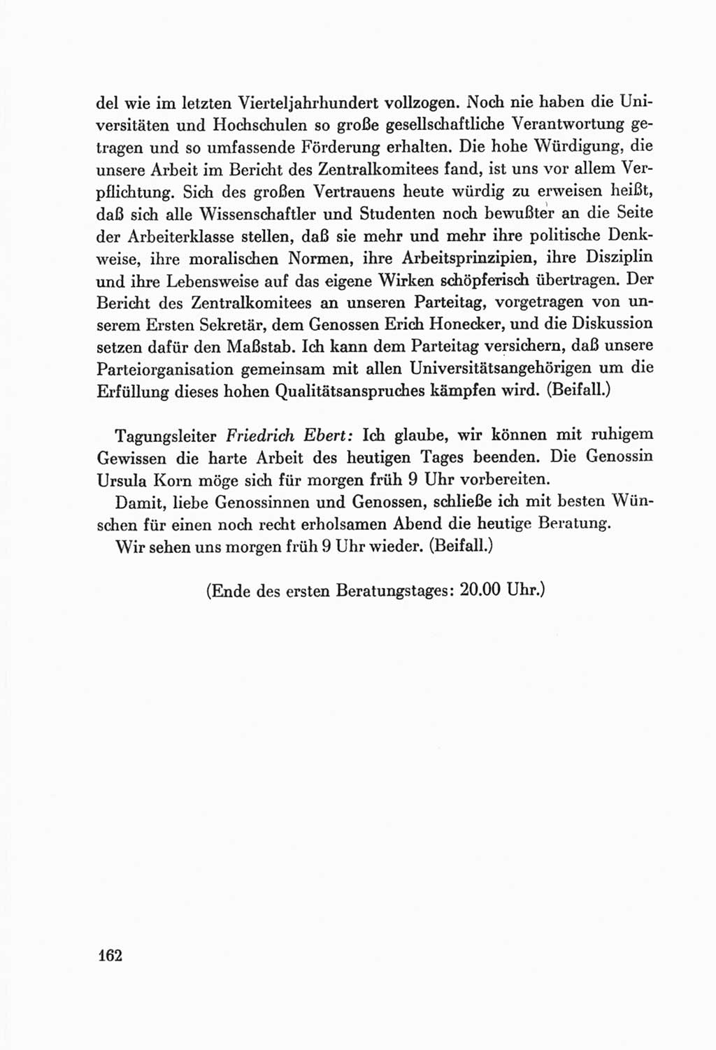 Protokoll der Verhandlungen des Ⅷ. Parteitages der Sozialistischen Einheitspartei Deutschlands (SED) [Deutsche Demokratische Republik (DDR)] 1971, Band 1, Seite 162 (Prot. Verh. Ⅷ. PT SED DDR 1971, Bd. 1, S. 162)