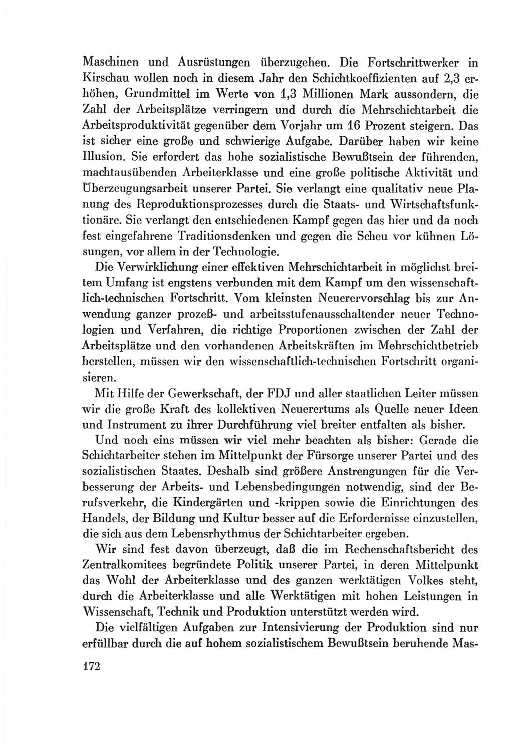 Protokoll der Verhandlungen des Ⅷ. Parteitages der Sozialistischen Einheitspartei Deutschlands (SED) [Deutsche Demokratische Republik (DDR)] 1971, Band 1, Seite 172 (Prot. Verh. Ⅷ. PT SED DDR 1971, Bd. 1, S. 172)