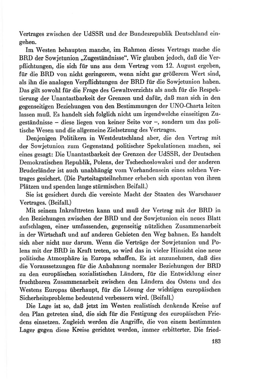 Protokoll der Verhandlungen des Ⅷ. Parteitages der Sozialistischen Einheitspartei Deutschlands (SED) [Deutsche Demokratische Republik (DDR)] 1971, Band 1, Seite 183 (Prot. Verh. Ⅷ. PT SED DDR 1971, Bd. 1, S. 183)
