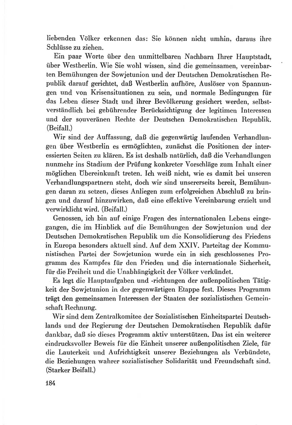 Protokoll der Verhandlungen des Ⅷ. Parteitages der Sozialistischen Einheitspartei Deutschlands (SED) [Deutsche Demokratische Republik (DDR)] 1971, Band 1, Seite 184 (Prot. Verh. Ⅷ. PT SED DDR 1971, Bd. 1, S. 184)