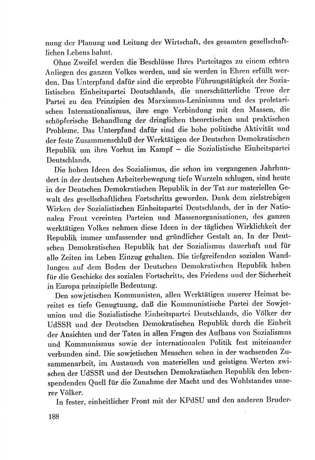 Protokoll der Verhandlungen des Ⅷ. Parteitages der Sozialistischen Einheitspartei Deutschlands (SED) [Deutsche Demokratische Republik (DDR)] 1971, Band 1, Seite 188 (Prot. Verh. Ⅷ. PT SED DDR 1971, Bd. 1, S. 188)