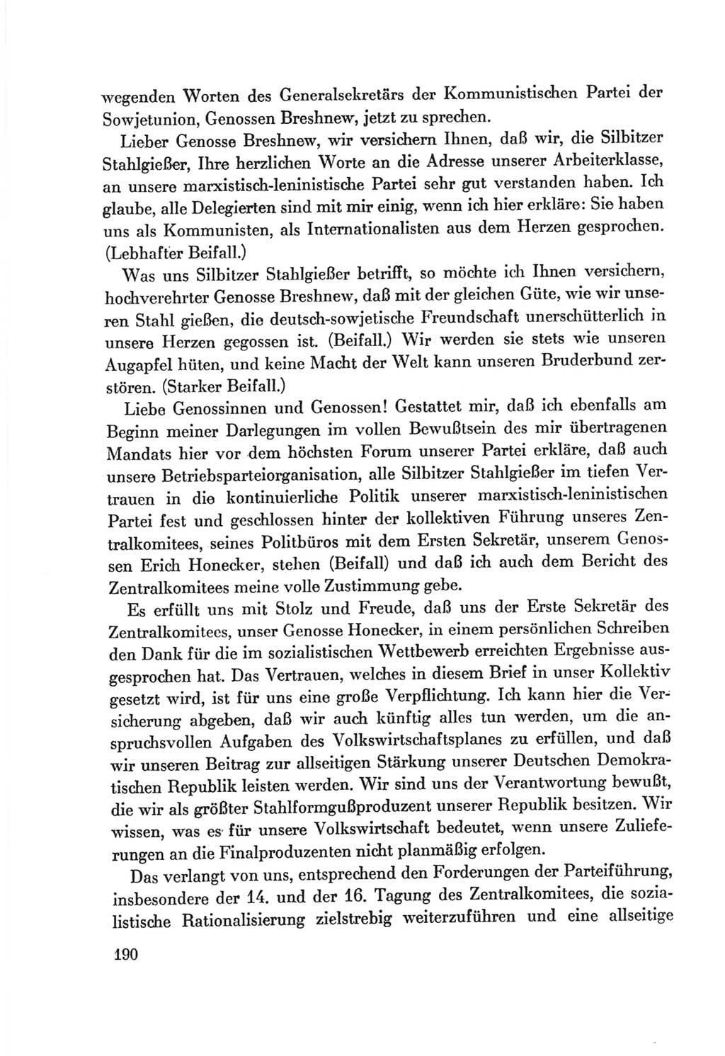 Protokoll der Verhandlungen des Ⅷ. Parteitages der Sozialistischen Einheitspartei Deutschlands (SED) [Deutsche Demokratische Republik (DDR)] 1971, Band 1, Seite 190 (Prot. Verh. Ⅷ. PT SED DDR 1971, Bd. 1, S. 190)
