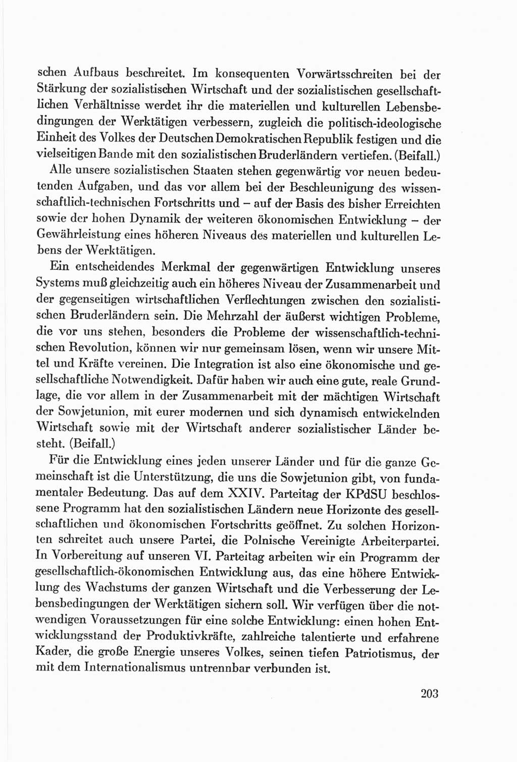 Protokoll der Verhandlungen des Ⅷ. Parteitages der Sozialistischen Einheitspartei Deutschlands (SED) [Deutsche Demokratische Republik (DDR)] 1971, Band 1, Seite 203 (Prot. Verh. Ⅷ. PT SED DDR 1971, Bd. 1, S. 203)