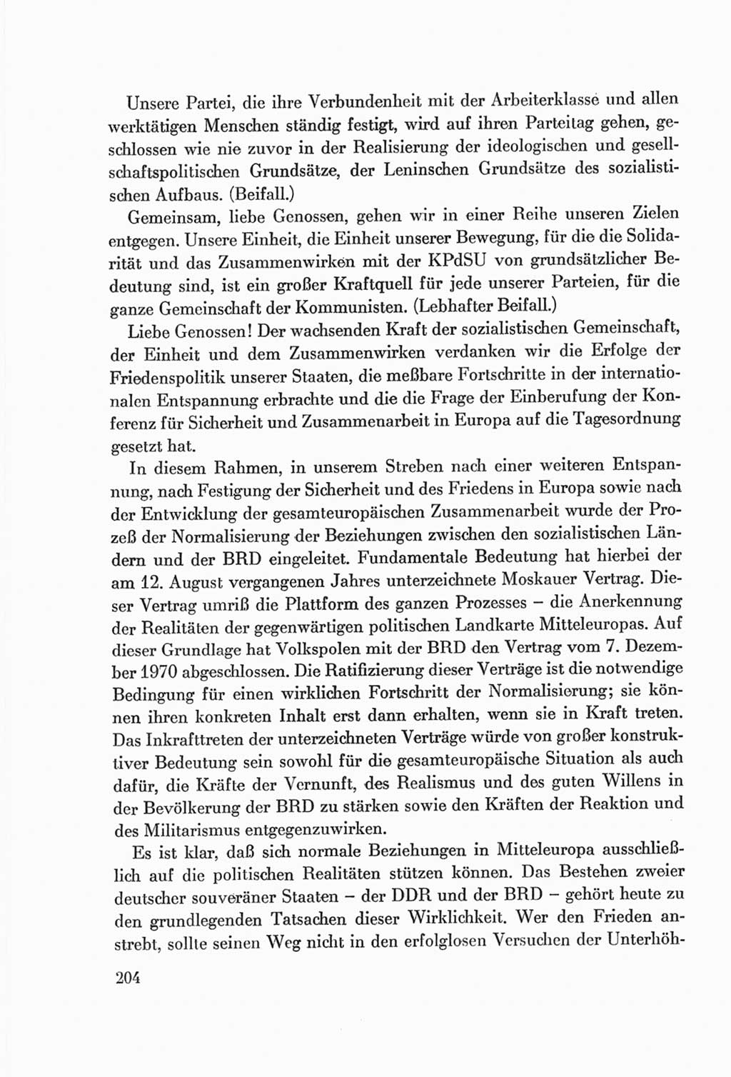 Protokoll der Verhandlungen des Ⅷ. Parteitages der Sozialistischen Einheitspartei Deutschlands (SED) [Deutsche Demokratische Republik (DDR)] 1971, Band 1, Seite 204 (Prot. Verh. Ⅷ. PT SED DDR 1971, Bd. 1, S. 204)