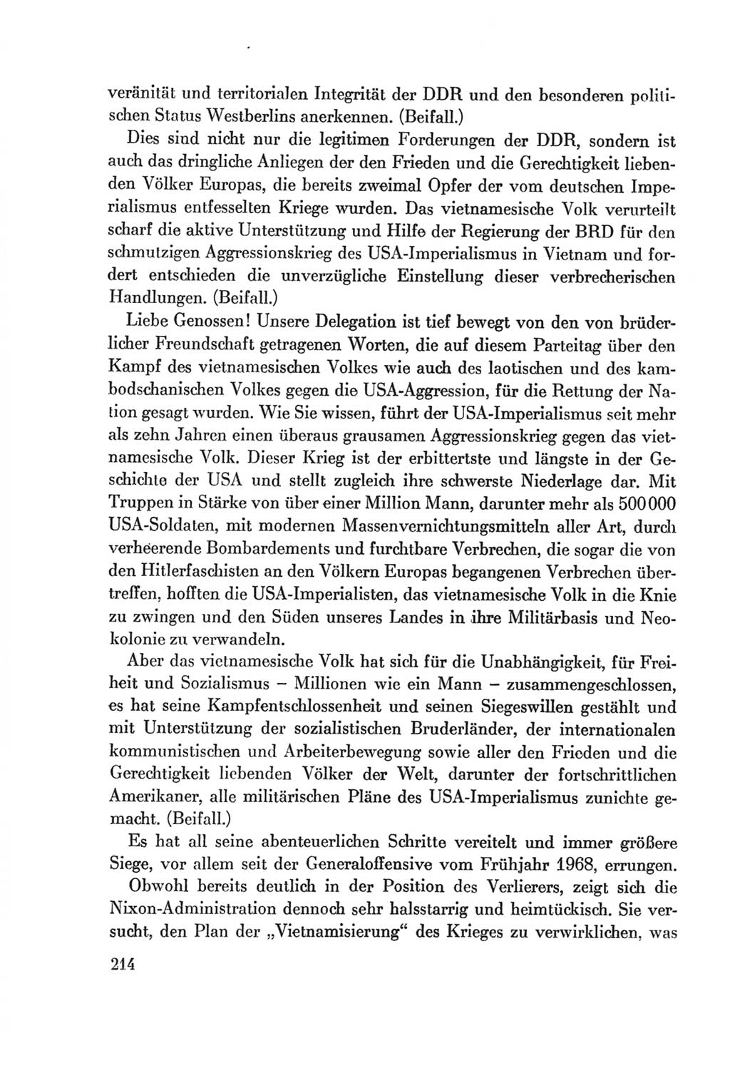 Protokoll der Verhandlungen des Ⅷ. Parteitages der Sozialistischen Einheitspartei Deutschlands (SED) [Deutsche Demokratische Republik (DDR)] 1971, Band 1, Seite 214 (Prot. Verh. Ⅷ. PT SED DDR 1971, Bd. 1, S. 214)