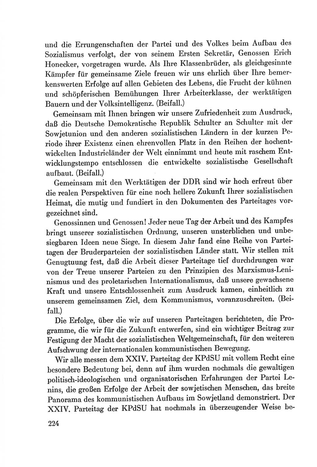 Protokoll der Verhandlungen des Ⅷ. Parteitages der Sozialistischen Einheitspartei Deutschlands (SED) [Deutsche Demokratische Republik (DDR)] 1971, Band 1, Seite 224 (Prot. Verh. Ⅷ. PT SED DDR 1971, Bd. 1, S. 224)