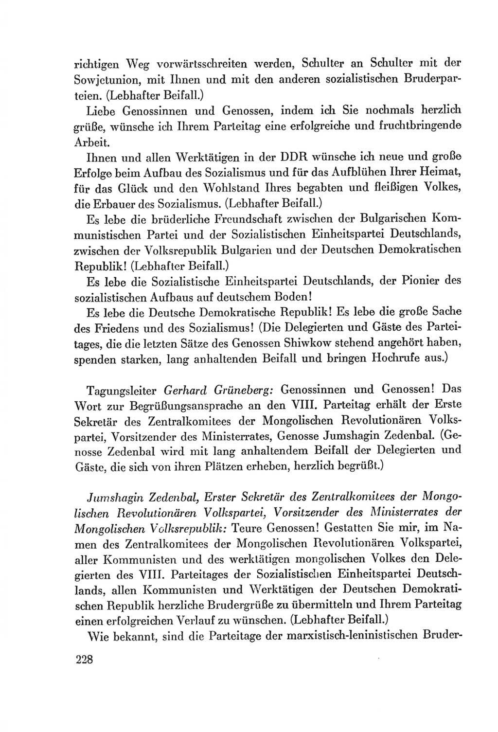 Protokoll der Verhandlungen des Ⅷ. Parteitages der Sozialistischen Einheitspartei Deutschlands (SED) [Deutsche Demokratische Republik (DDR)] 1971, Band 1, Seite 228 (Prot. Verh. Ⅷ. PT SED DDR 1971, Bd. 1, S. 228)