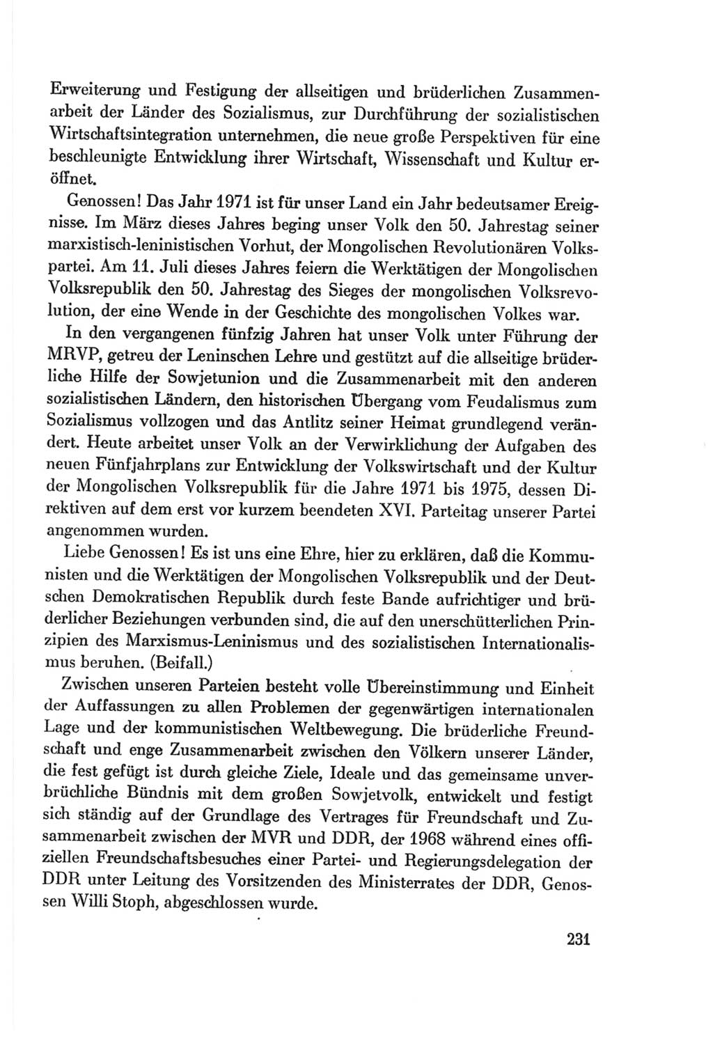 Protokoll der Verhandlungen des Ⅷ. Parteitages der Sozialistischen Einheitspartei Deutschlands (SED) [Deutsche Demokratische Republik (DDR)] 1971, Band 1, Seite 231 (Prot. Verh. Ⅷ. PT SED DDR 1971, Bd. 1, S. 231)