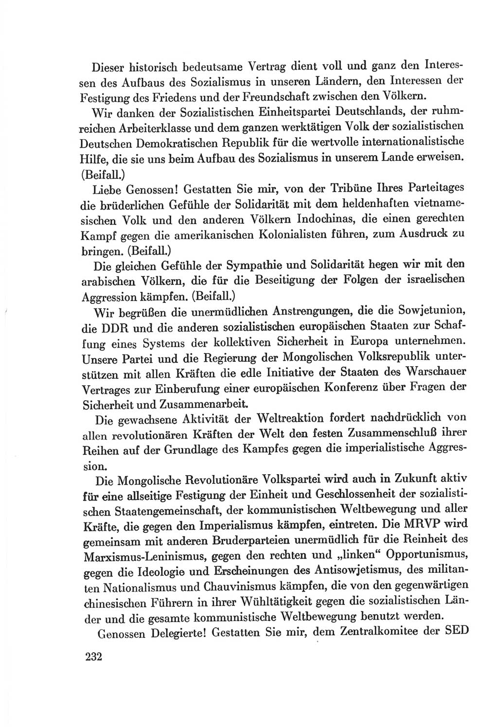 Protokoll der Verhandlungen des Ⅷ. Parteitages der Sozialistischen Einheitspartei Deutschlands (SED) [Deutsche Demokratische Republik (DDR)] 1971, Band 1, Seite 232 (Prot. Verh. Ⅷ. PT SED DDR 1971, Bd. 1, S. 232)