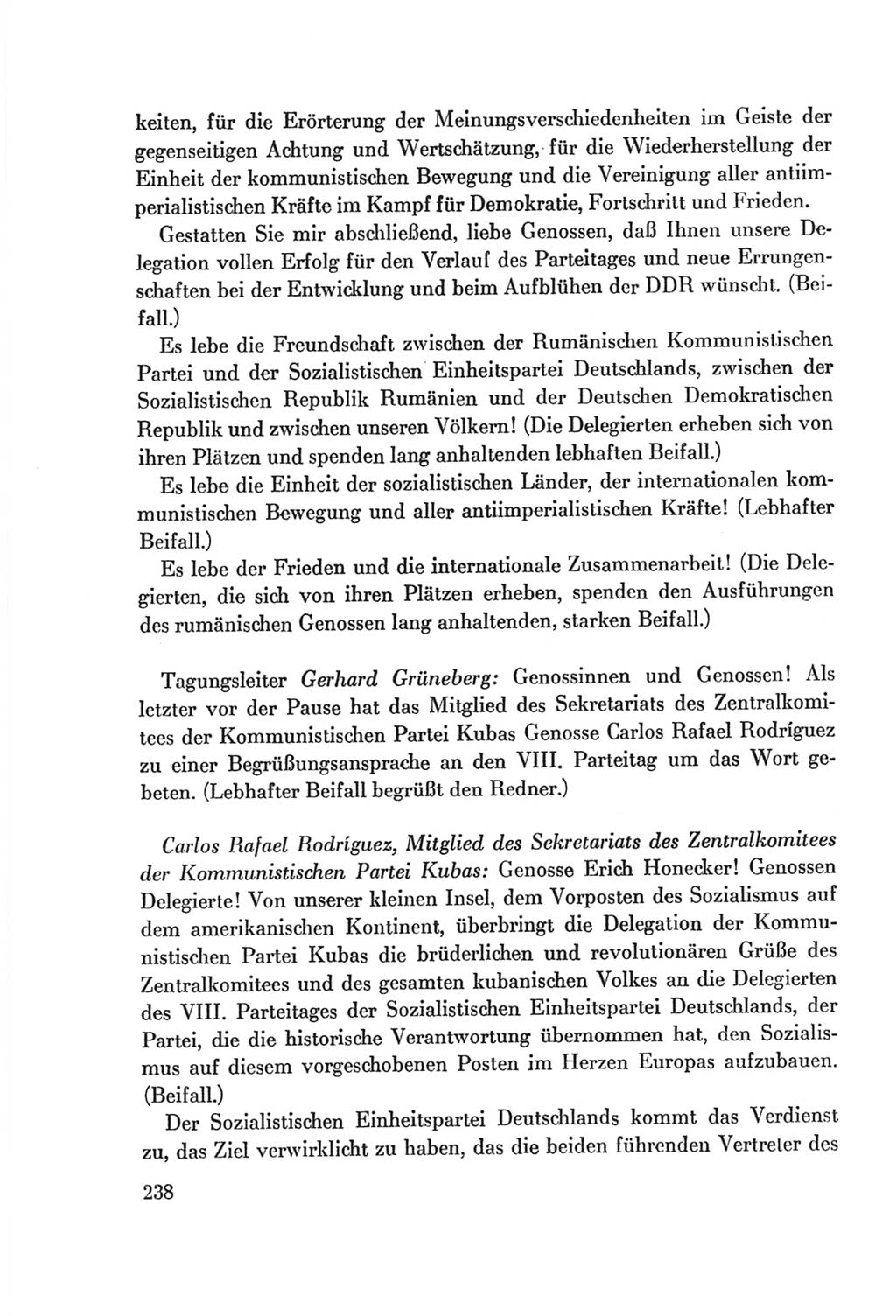 Protokoll der Verhandlungen des Ⅷ. Parteitages der Sozialistischen Einheitspartei Deutschlands (SED) [Deutsche Demokratische Republik (DDR)] 1971, Band 1, Seite 238 (Prot. Verh. Ⅷ. PT SED DDR 1971, Bd. 1, S. 238)