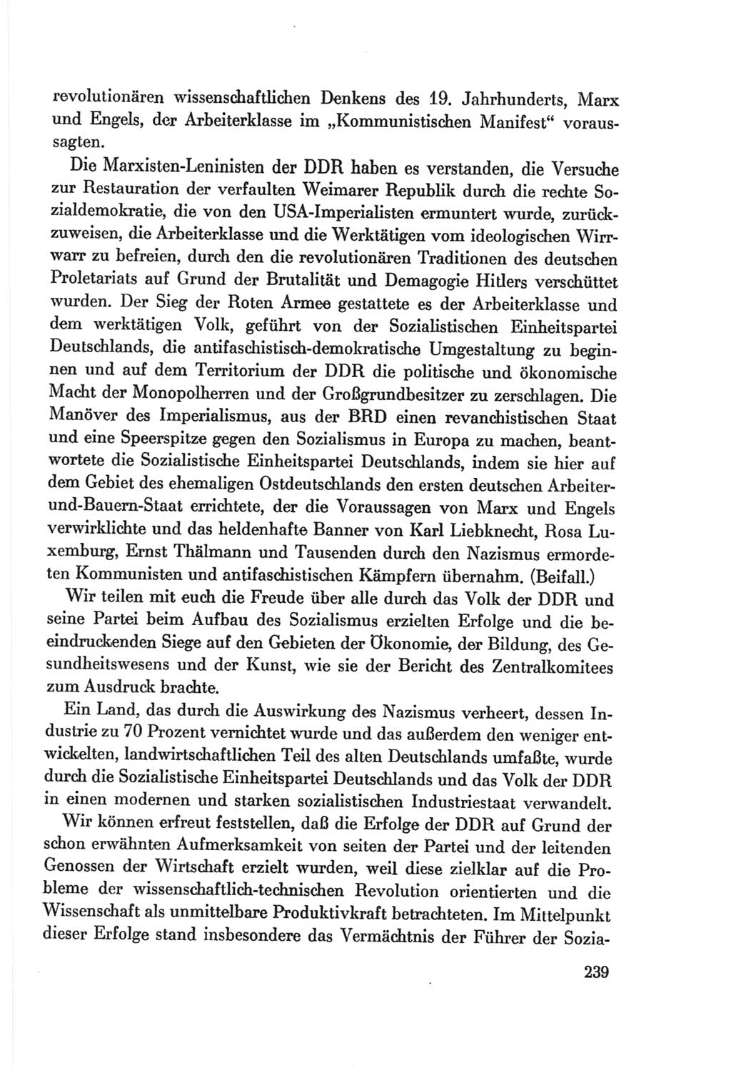 Protokoll der Verhandlungen des Ⅷ. Parteitages der Sozialistischen Einheitspartei Deutschlands (SED) [Deutsche Demokratische Republik (DDR)] 1971, Band 1, Seite 239 (Prot. Verh. Ⅷ. PT SED DDR 1971, Bd. 1, S. 239)