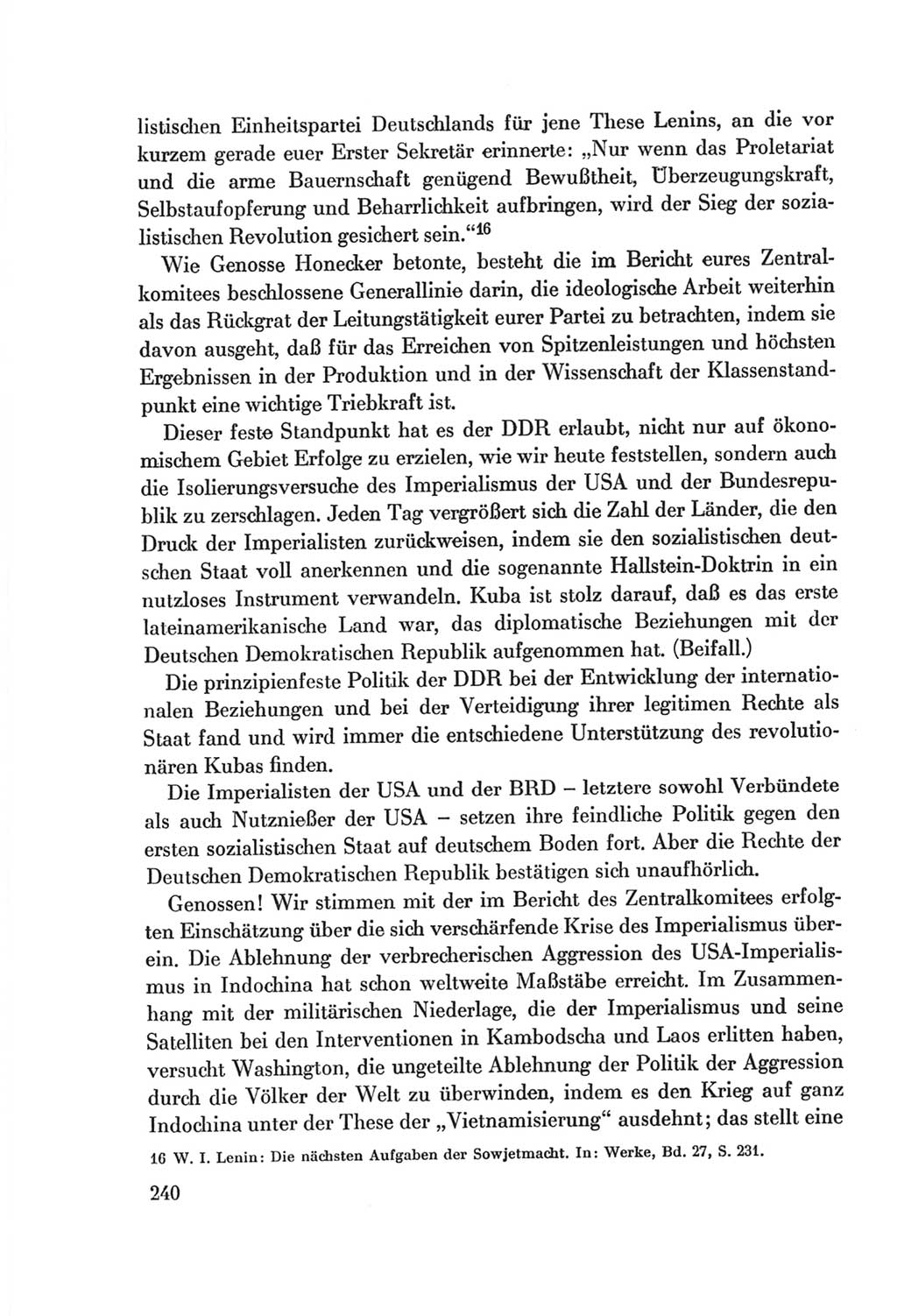 Protokoll der Verhandlungen des Ⅷ. Parteitages der Sozialistischen Einheitspartei Deutschlands (SED) [Deutsche Demokratische Republik (DDR)] 1971, Band 1, Seite 240 (Prot. Verh. Ⅷ. PT SED DDR 1971, Bd. 1, S. 240)