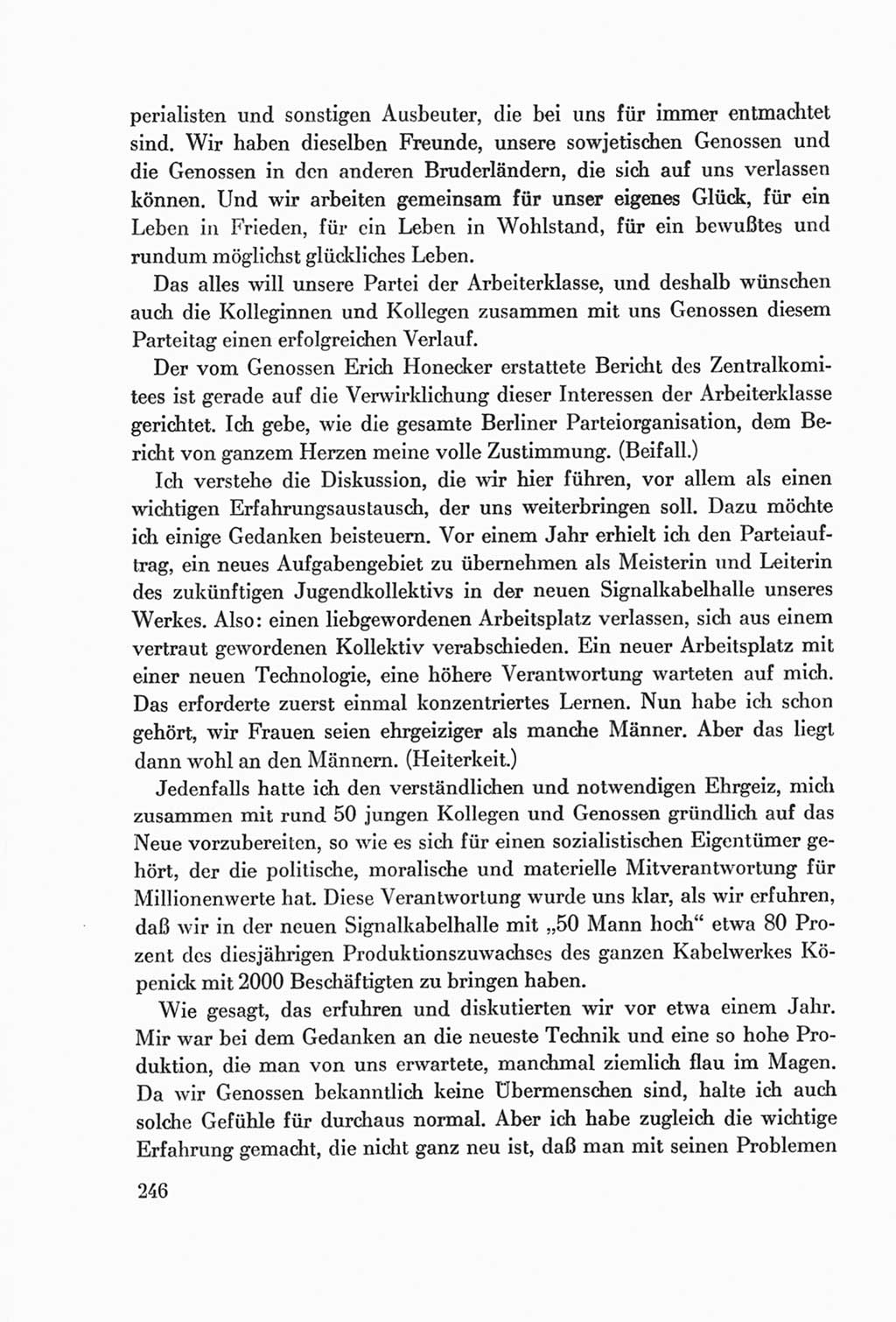 Protokoll der Verhandlungen des Ⅷ. Parteitages der Sozialistischen Einheitspartei Deutschlands (SED) [Deutsche Demokratische Republik (DDR)] 1971, Band 1, Seite 246 (Prot. Verh. Ⅷ. PT SED DDR 1971, Bd. 1, S. 246)