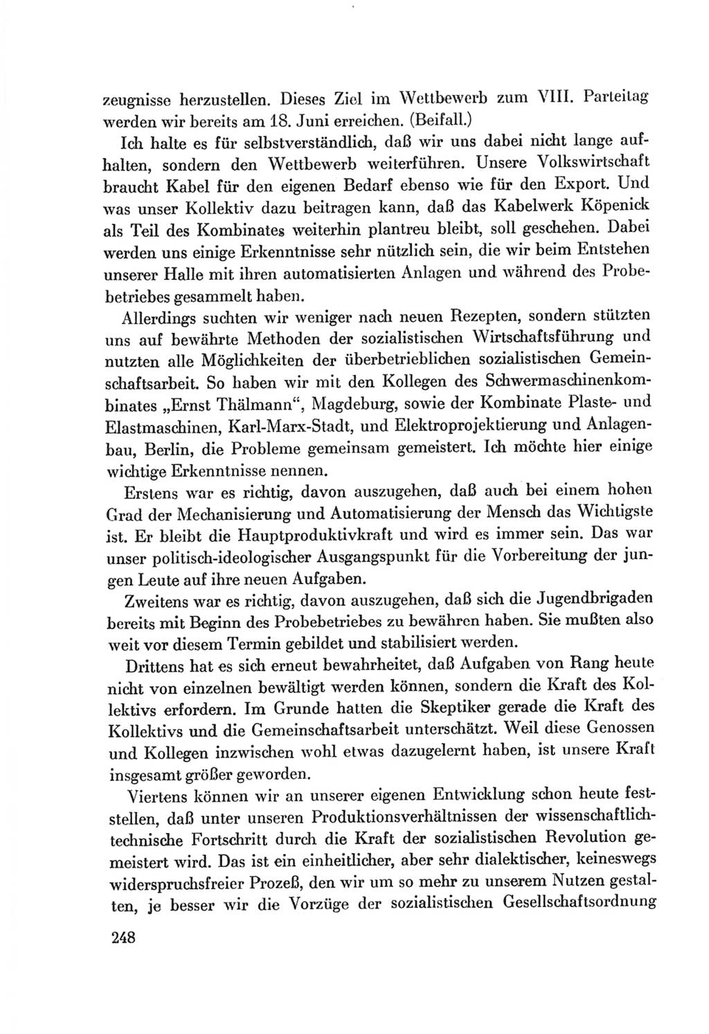 Protokoll der Verhandlungen des Ⅷ. Parteitages der Sozialistischen Einheitspartei Deutschlands (SED) [Deutsche Demokratische Republik (DDR)] 1971, Band 1, Seite 248 (Prot. Verh. Ⅷ. PT SED DDR 1971, Bd. 1, S. 248)