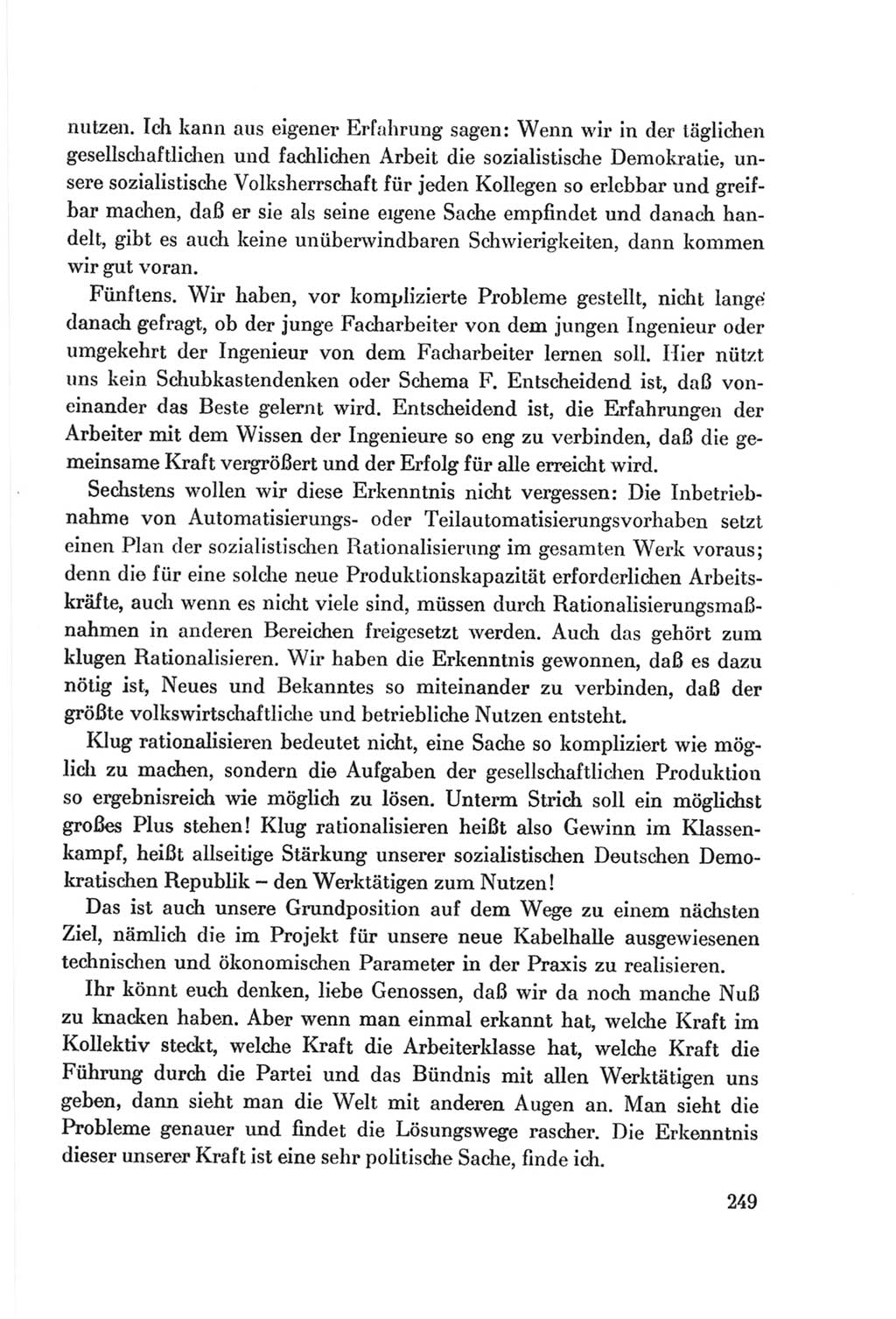Protokoll der Verhandlungen des Ⅷ. Parteitages der Sozialistischen Einheitspartei Deutschlands (SED) [Deutsche Demokratische Republik (DDR)] 1971, Band 1, Seite 249 (Prot. Verh. Ⅷ. PT SED DDR 1971, Bd. 1, S. 249)