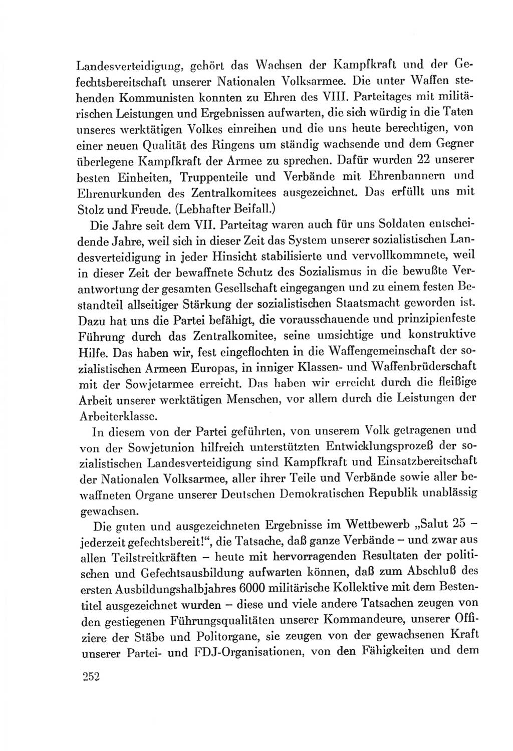 Protokoll der Verhandlungen des Ⅷ. Parteitages der Sozialistischen Einheitspartei Deutschlands (SED) [Deutsche Demokratische Republik (DDR)] 1971, Band 1, Seite 252 (Prot. Verh. Ⅷ. PT SED DDR 1971, Bd. 1, S. 252)
