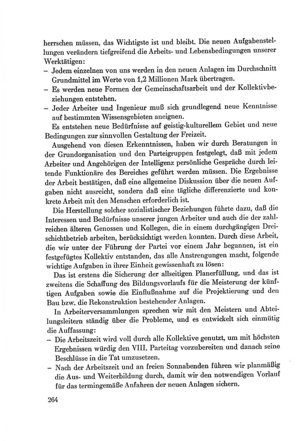 Protokoll der Verhandlungen des Ⅷ. Parteitages der Sozialistischen Einheitspartei Deutschlands (SED) [Deutsche Demokratische Republik (DDR)] 1971, Band 1, Seite 264 (Prot. Verh. Ⅷ. PT SED DDR 1971, Bd. 1, S. 264)