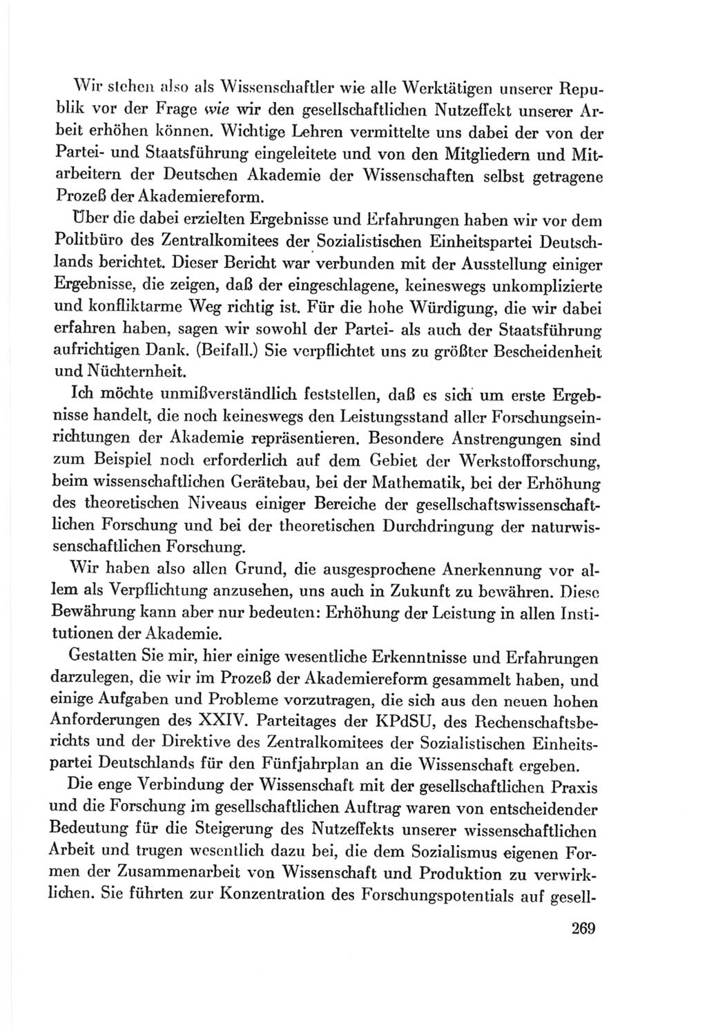 Protokoll der Verhandlungen des Ⅷ. Parteitages der Sozialistischen Einheitspartei Deutschlands (SED) [Deutsche Demokratische Republik (DDR)] 1971, Band 1, Seite 269 (Prot. Verh. Ⅷ. PT SED DDR 1971, Bd. 1, S. 269)