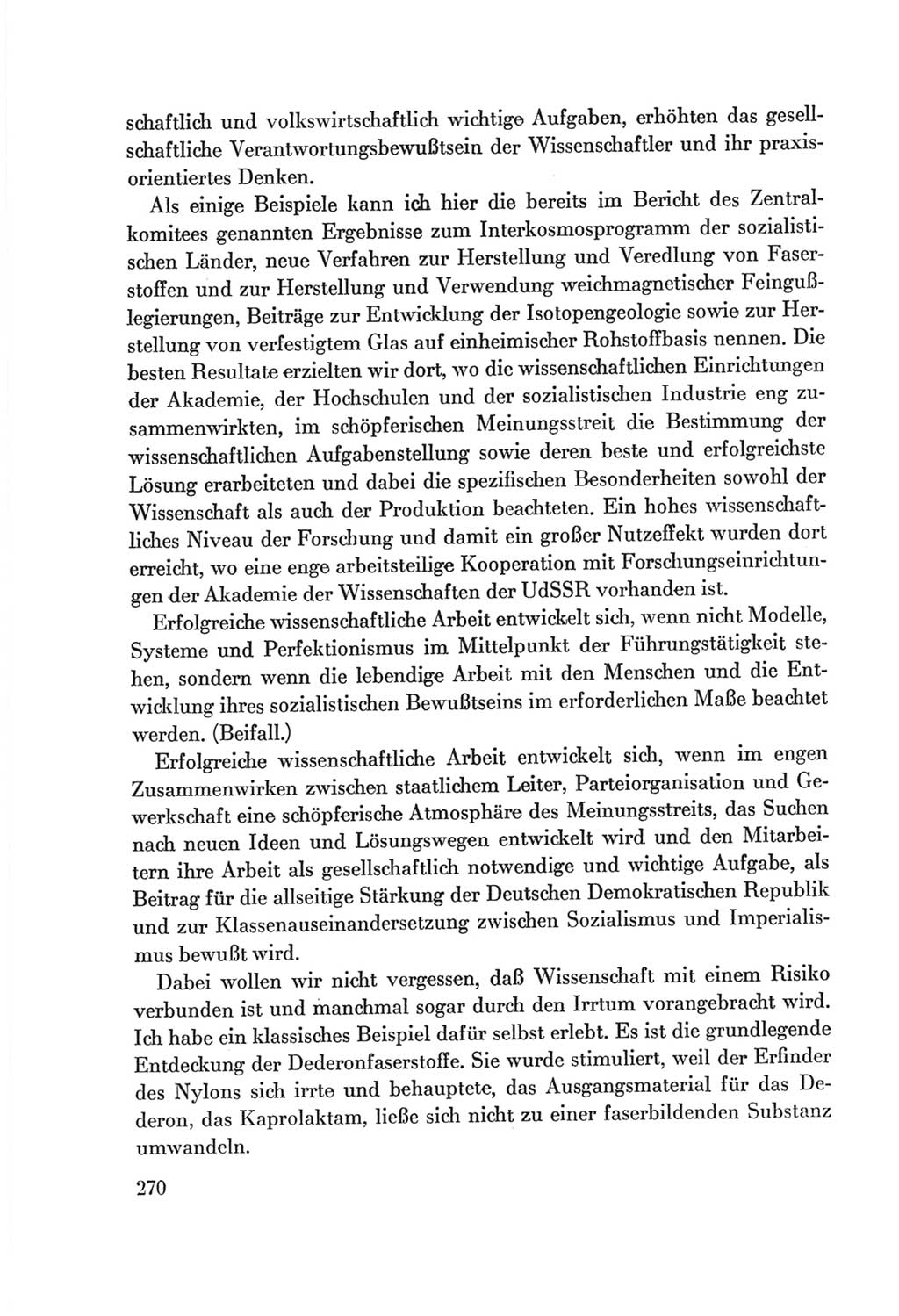 Protokoll der Verhandlungen des Ⅷ. Parteitages der Sozialistischen Einheitspartei Deutschlands (SED) [Deutsche Demokratische Republik (DDR)] 1971, Band 1, Seite 270 (Prot. Verh. Ⅷ. PT SED DDR 1971, Bd. 1, S. 270)