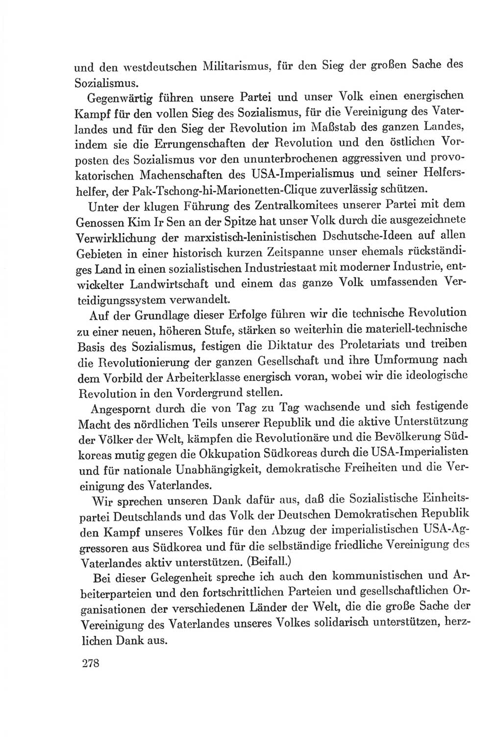 Protokoll der Verhandlungen des Ⅷ. Parteitages der Sozialistischen Einheitspartei Deutschlands (SED) [Deutsche Demokratische Republik (DDR)] 1971, Band 1, Seite 278 (Prot. Verh. Ⅷ. PT SED DDR 1971, Bd. 1, S. 278)