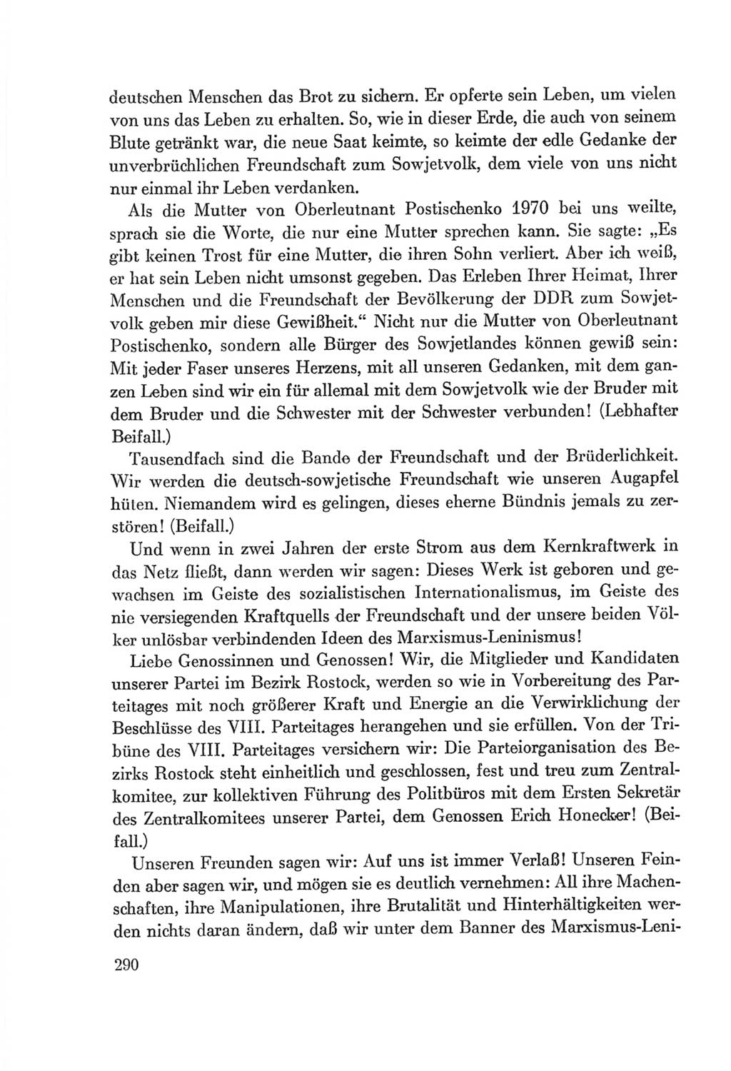 Protokoll der Verhandlungen des Ⅷ. Parteitages der Sozialistischen Einheitspartei Deutschlands (SED) [Deutsche Demokratische Republik (DDR)] 1971, Band 1, Seite 290 (Prot. Verh. Ⅷ. PT SED DDR 1971, Bd. 1, S. 290)