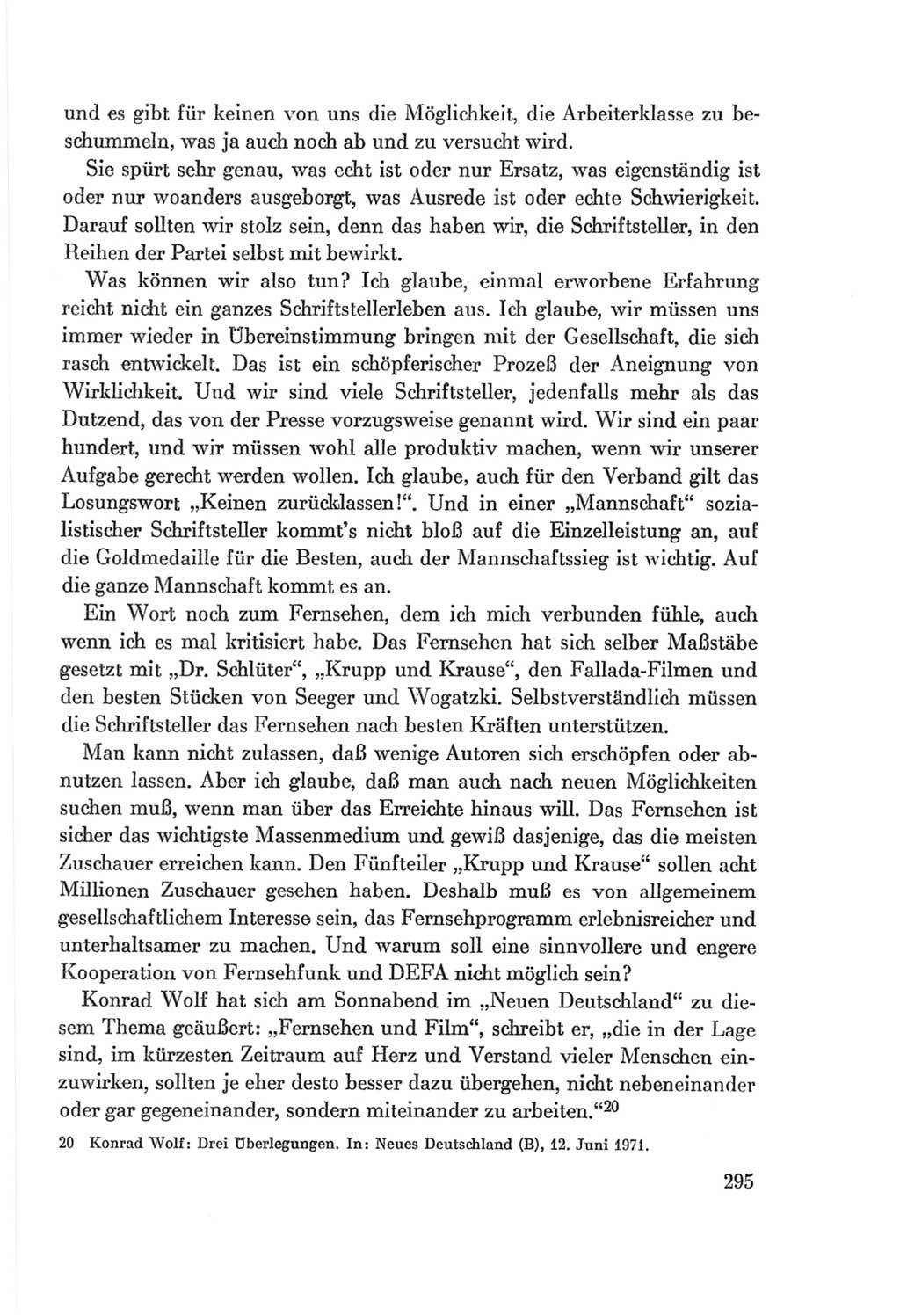 Protokoll der Verhandlungen des Ⅷ. Parteitages der Sozialistischen Einheitspartei Deutschlands (SED) [Deutsche Demokratische Republik (DDR)] 1971, Band 1, Seite 295 (Prot. Verh. Ⅷ. PT SED DDR 1971, Bd. 1, S. 295)