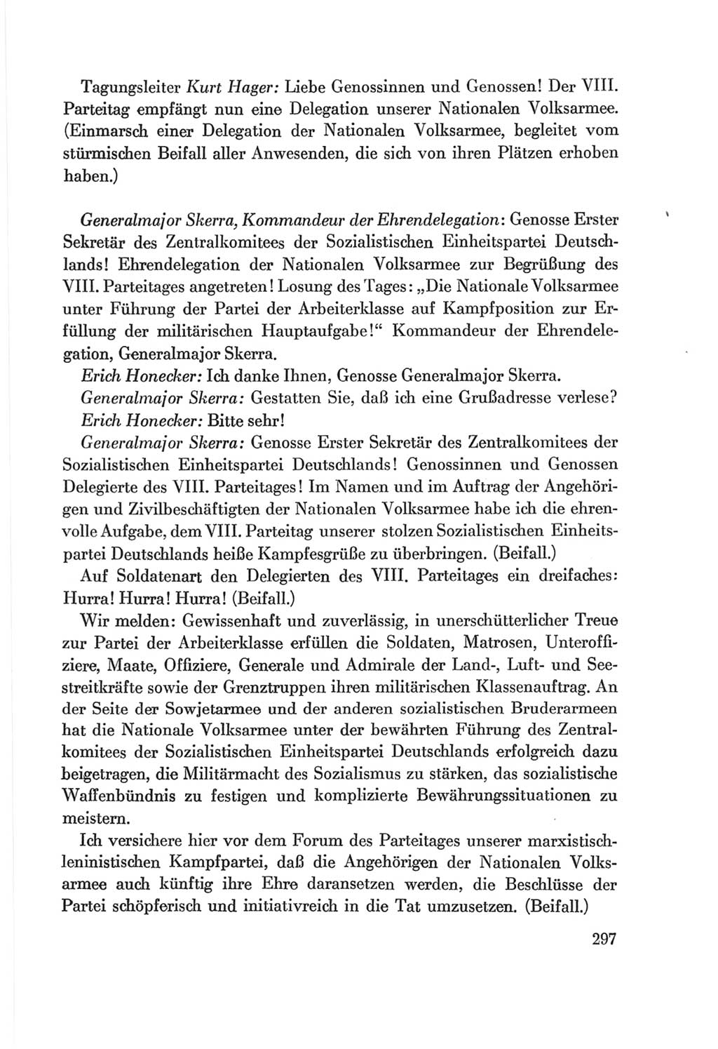 Protokoll der Verhandlungen des Ⅷ. Parteitages der Sozialistischen Einheitspartei Deutschlands (SED) [Deutsche Demokratische Republik (DDR)] 1971, Band 1, Seite 297 (Prot. Verh. Ⅷ. PT SED DDR 1971, Bd. 1, S. 297)