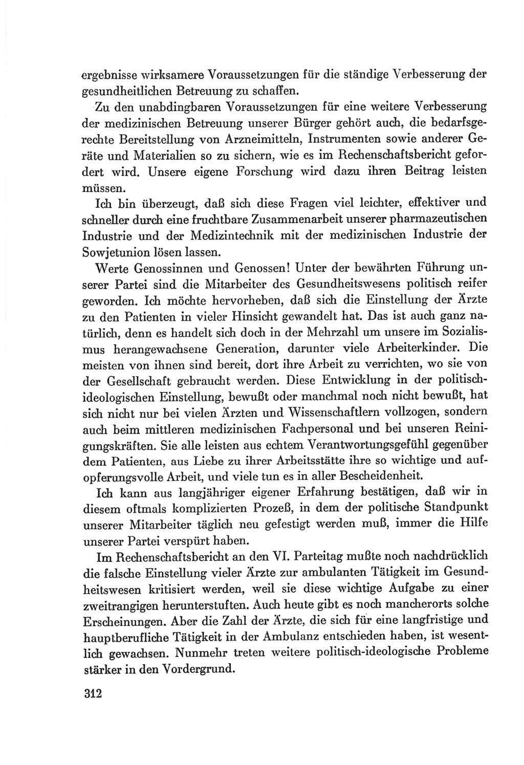 Protokoll der Verhandlungen des Ⅷ. Parteitages der Sozialistischen Einheitspartei Deutschlands (SED) [Deutsche Demokratische Republik (DDR)] 1971, Band 1, Seite 312 (Prot. Verh. Ⅷ. PT SED DDR 1971, Bd. 1, S. 312)