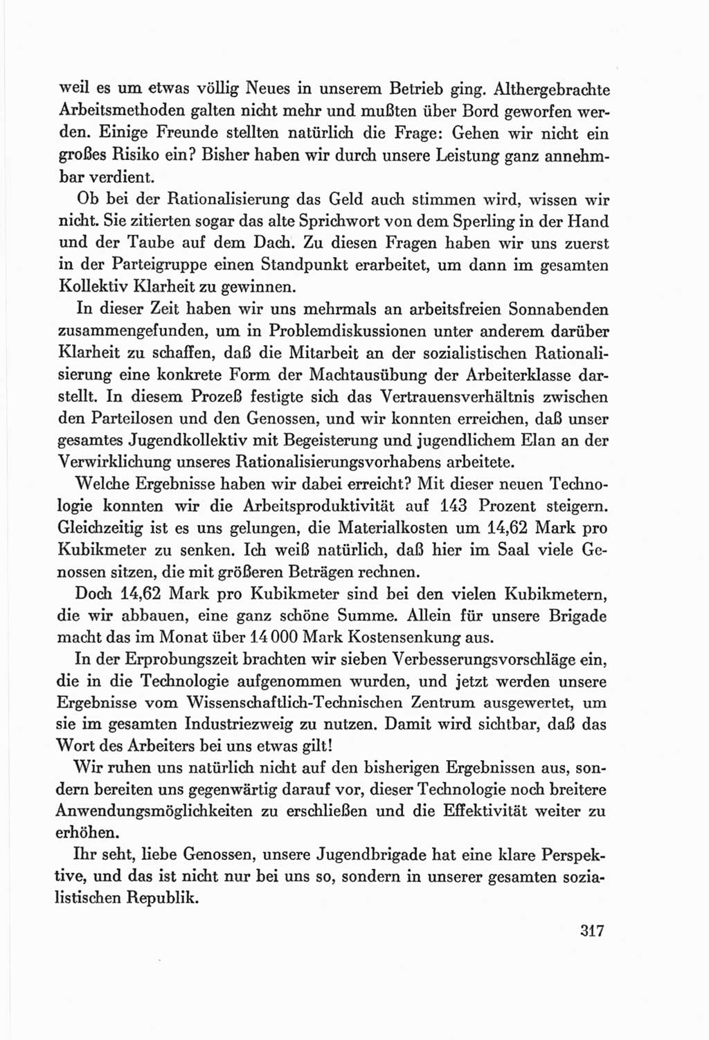 Protokoll der Verhandlungen des Ⅷ. Parteitages der Sozialistischen Einheitspartei Deutschlands (SED) [Deutsche Demokratische Republik (DDR)] 1971, Band 1, Seite 317 (Prot. Verh. Ⅷ. PT SED DDR 1971, Bd. 1, S. 317)