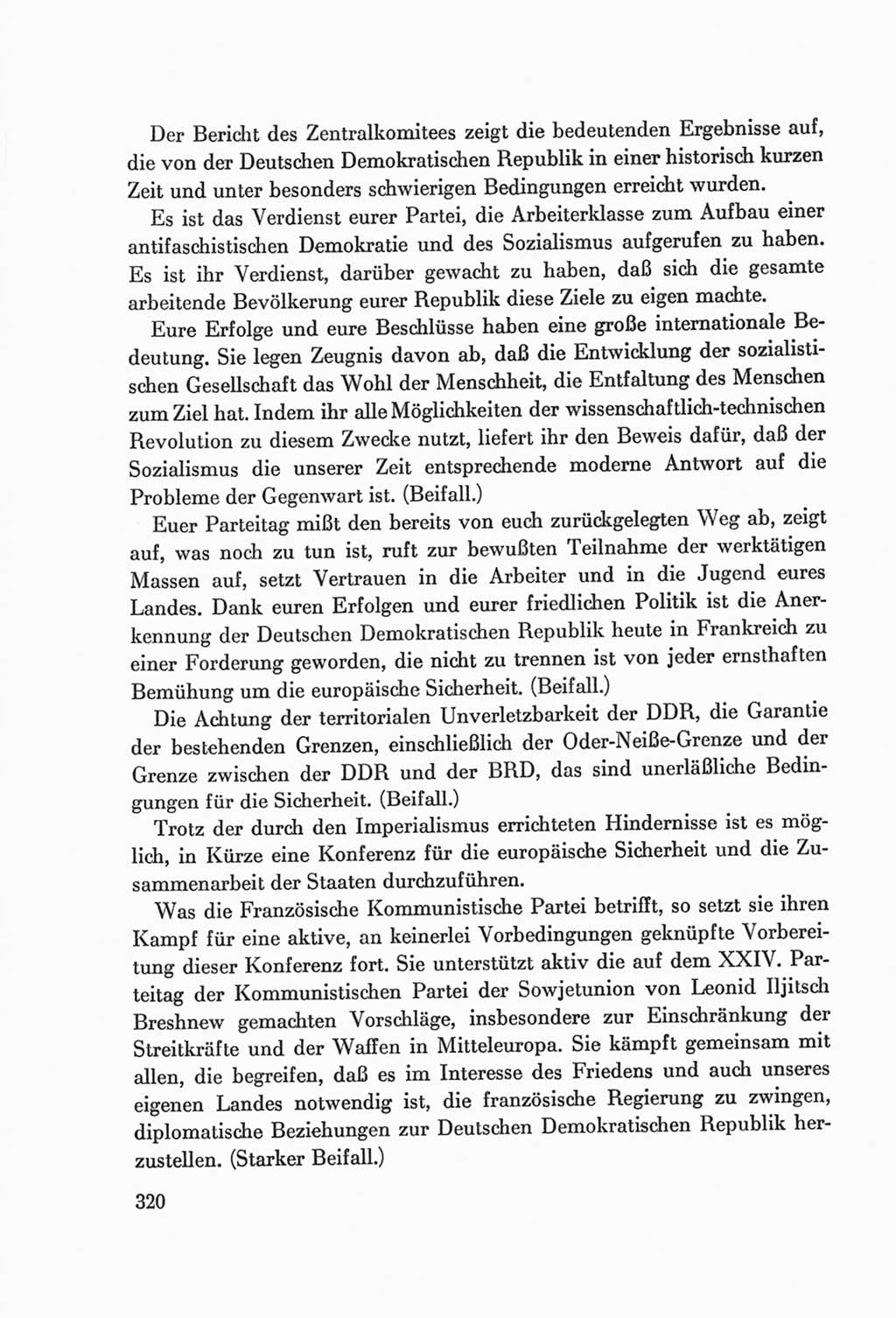 Protokoll der Verhandlungen des Ⅷ. Parteitages der Sozialistischen Einheitspartei Deutschlands (SED) [Deutsche Demokratische Republik (DDR)] 1971, Band 1, Seite 320 (Prot. Verh. Ⅷ. PT SED DDR 1971, Bd. 1, S. 320)