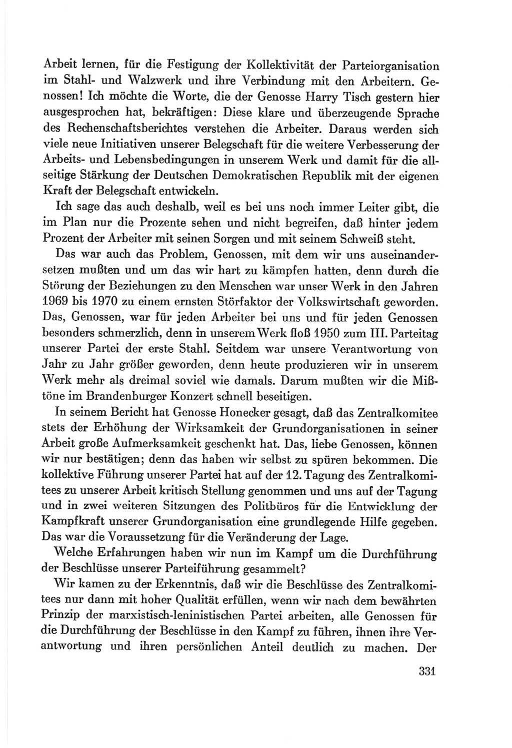 Protokoll der Verhandlungen des Ⅷ. Parteitages der Sozialistischen Einheitspartei Deutschlands (SED) [Deutsche Demokratische Republik (DDR)] 1971, Band 1, Seite 331 (Prot. Verh. Ⅷ. PT SED DDR 1971, Bd. 1, S. 331)